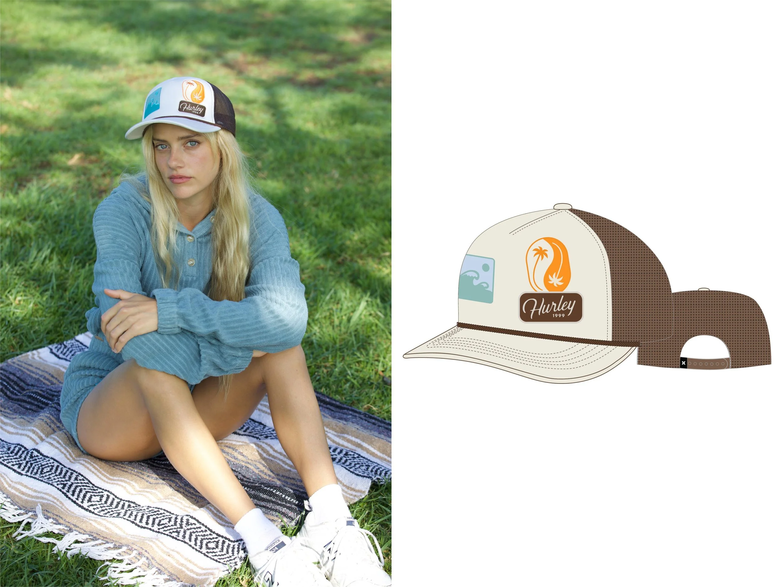 Foam Trucker with retro embroidered patches.