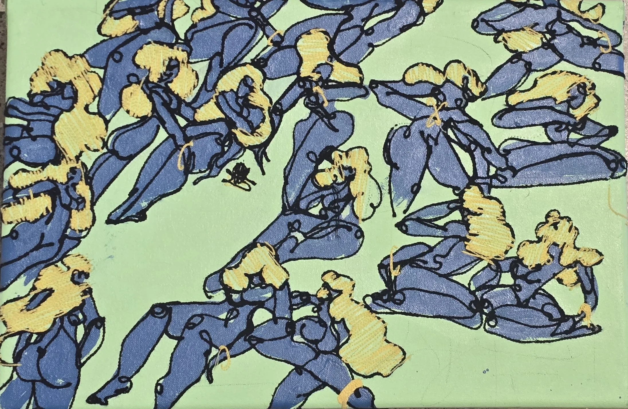 Blue on Green Figure Study (scribble fill)