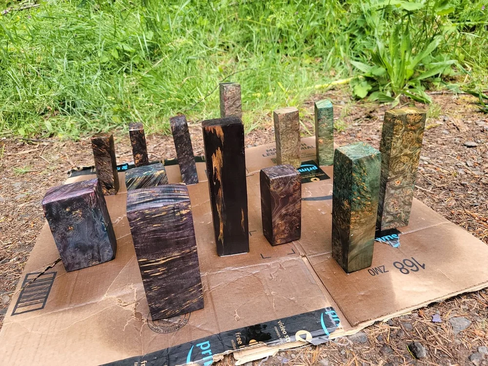 Blocks curing in the yard