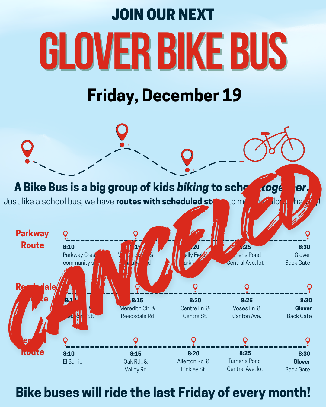 Canceled: Glover Bike Bus on December 19