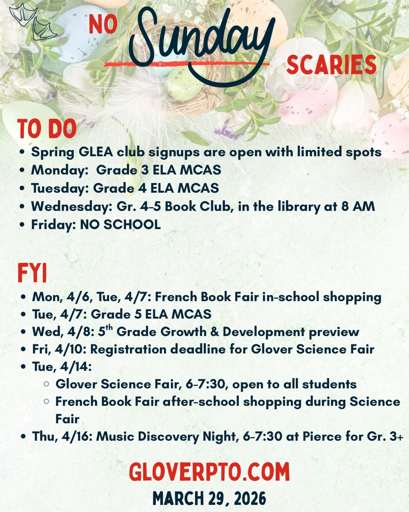 I&rsquo;m not even fooling &mdash; April starts on Wednesday. Grownups of Grades 3 and 4, be extra kind to yourselves if you&rsquo;re managing big MCAS feelings this week. And everyone else, hold on tight because we&rsquo;ve got no school on Friday!