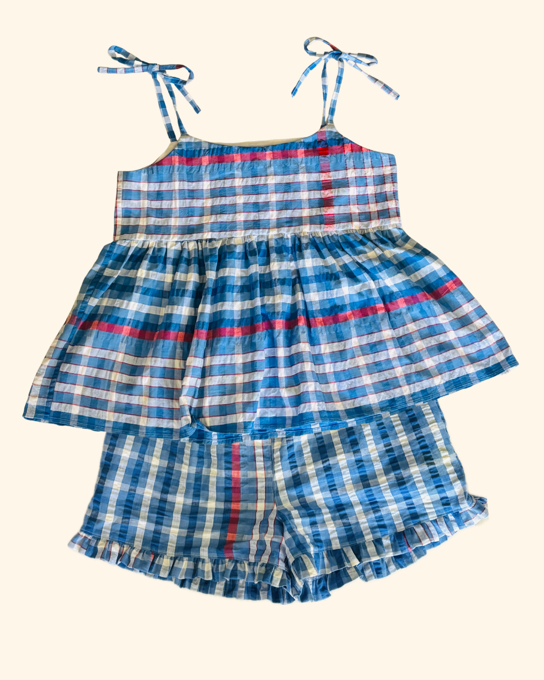 Made to Order Seersucker Sets – Upcycled Top & Shorts SETS (sizes 8-22)