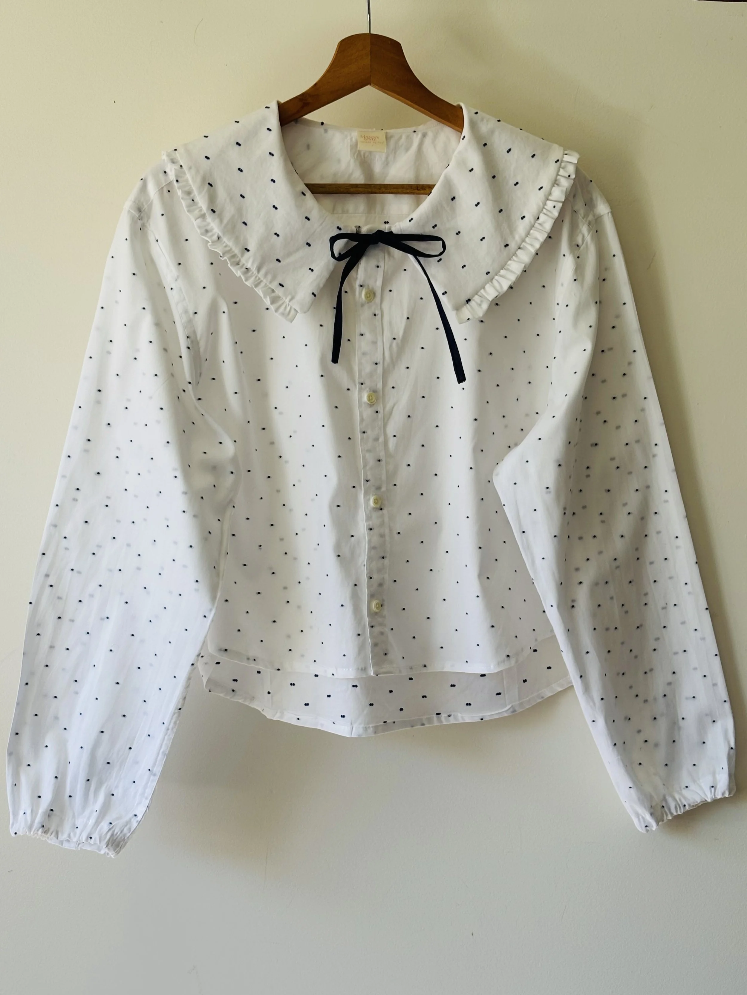 Upcycled Button Up | White Button Up with Navy Specks
