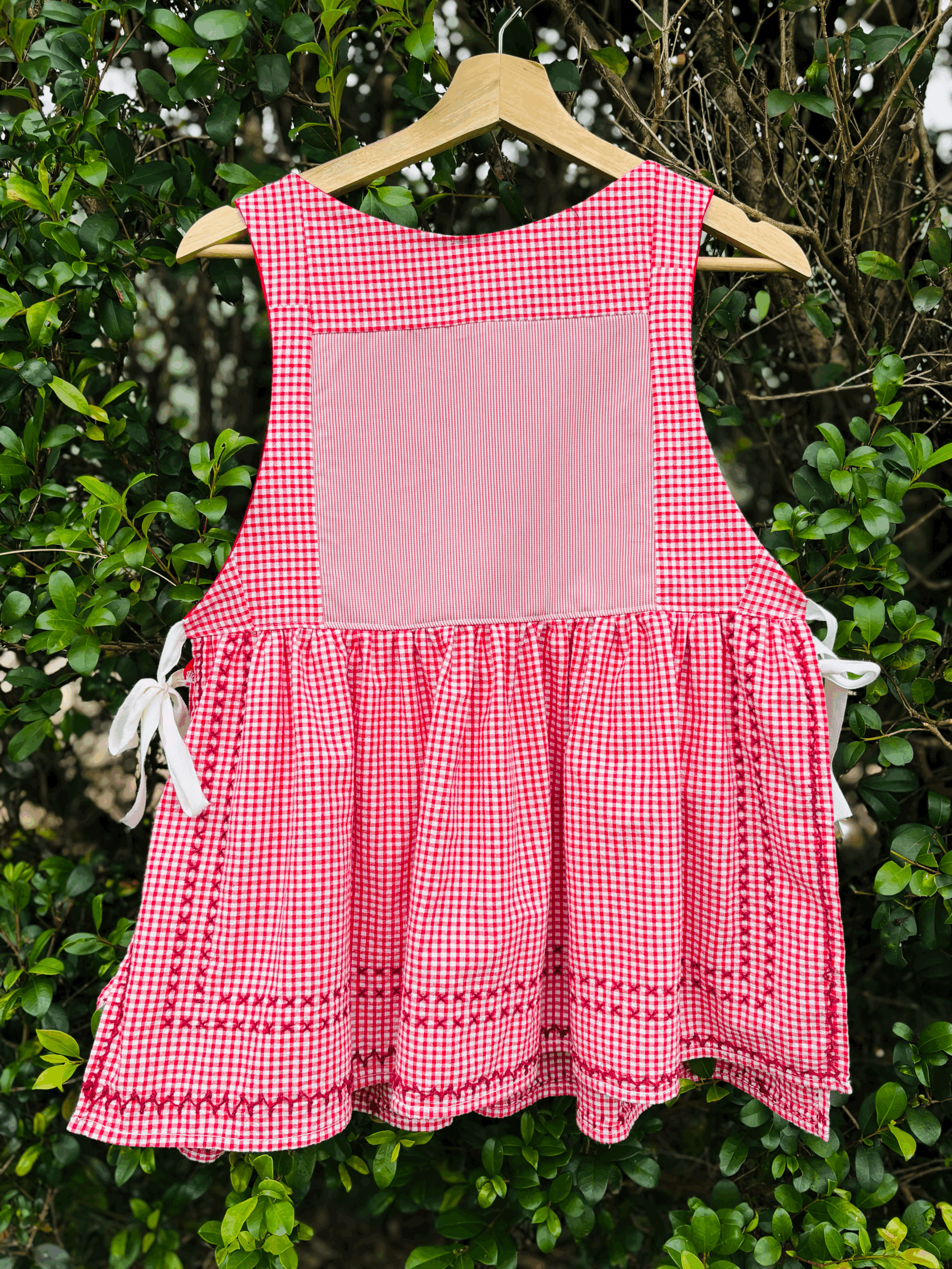 Upcycled Apron Top | Red Gingham