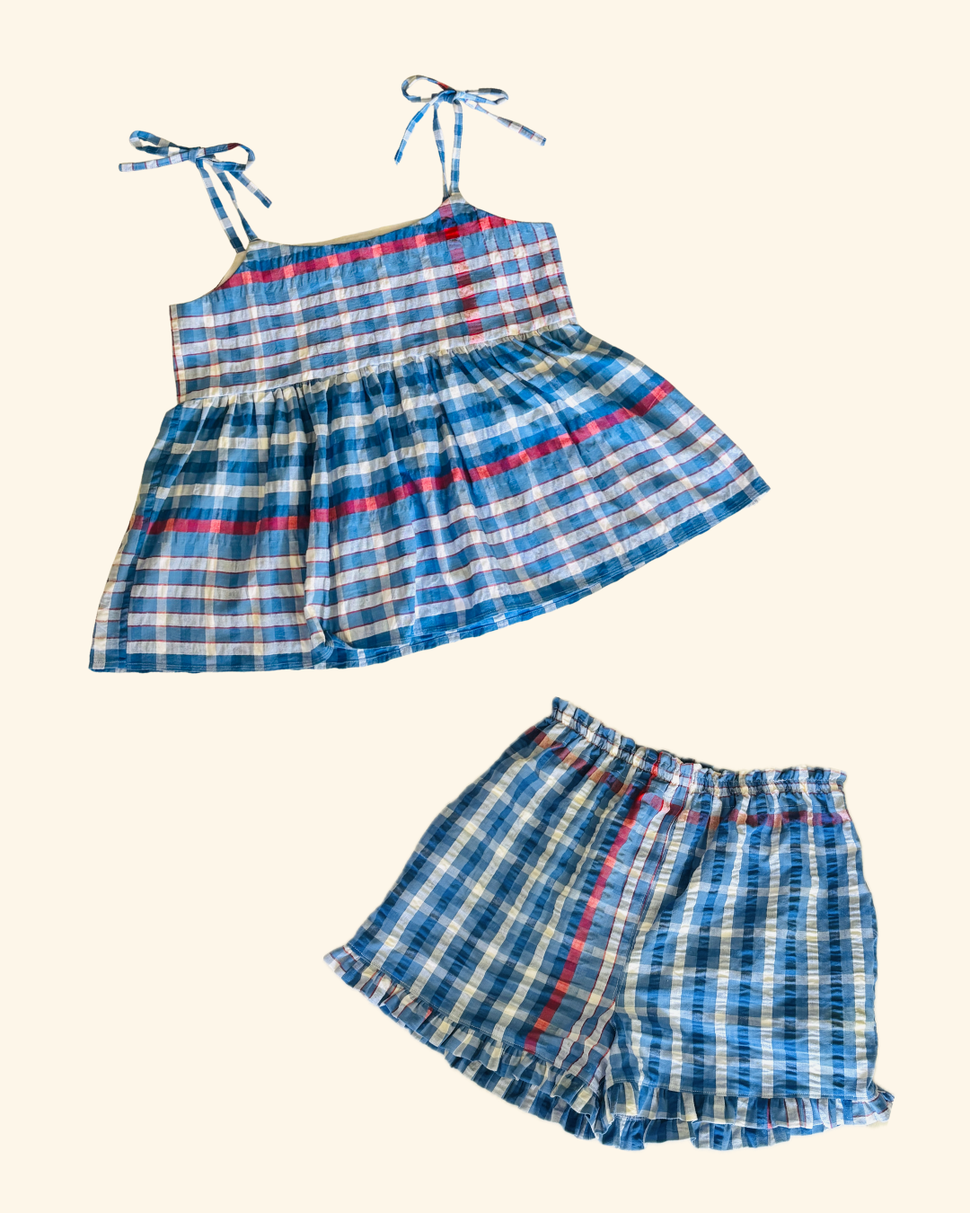 Made to Order - Seersucker Upcycled Top or Shorts