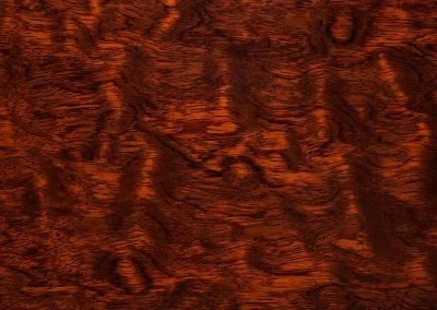 Close-up of dark reddish-brown wood grain with intricate patterns and textures.