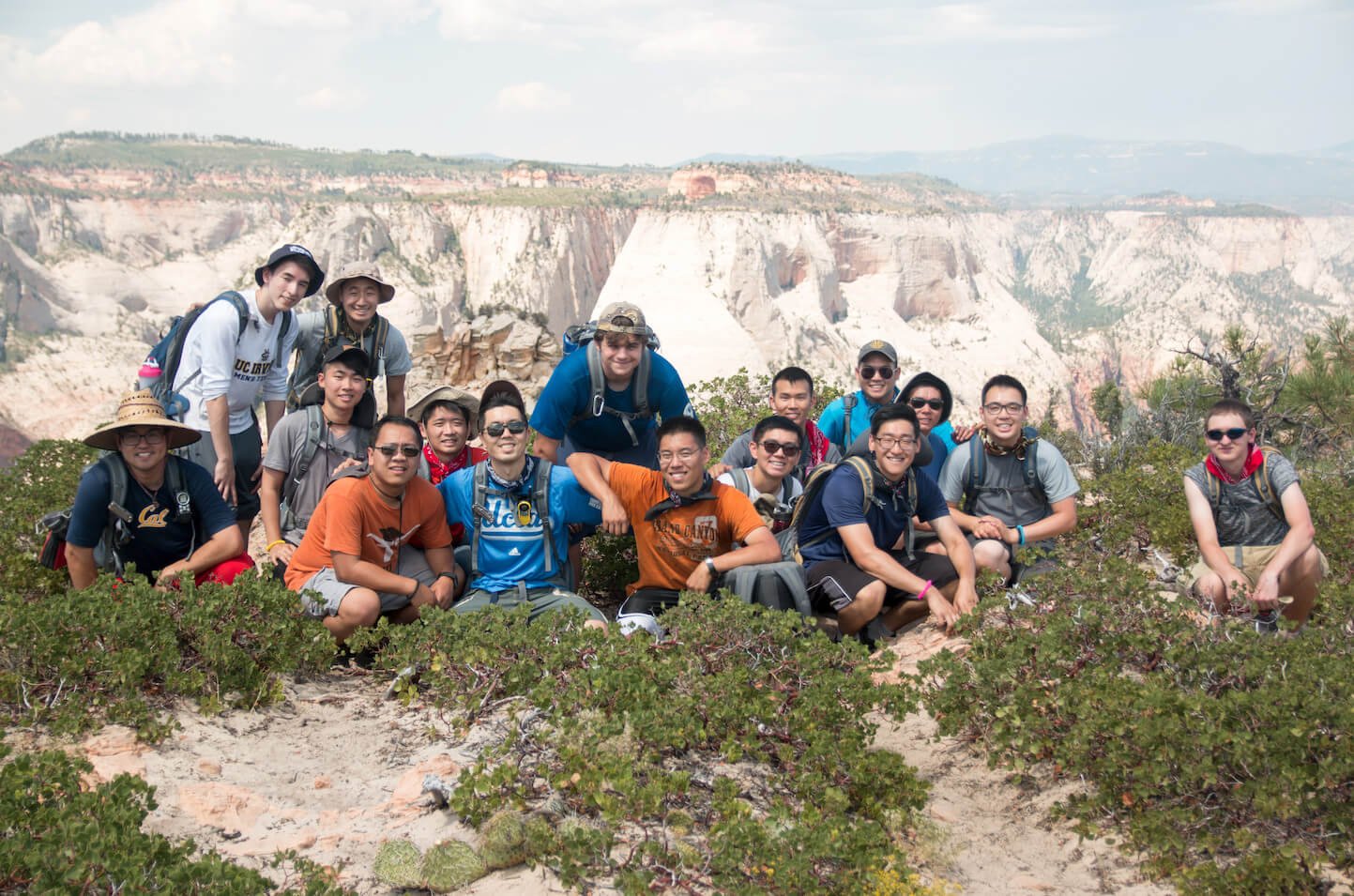 Daniel with his friends and mentees from UC Irvine hiking in Zion National Park