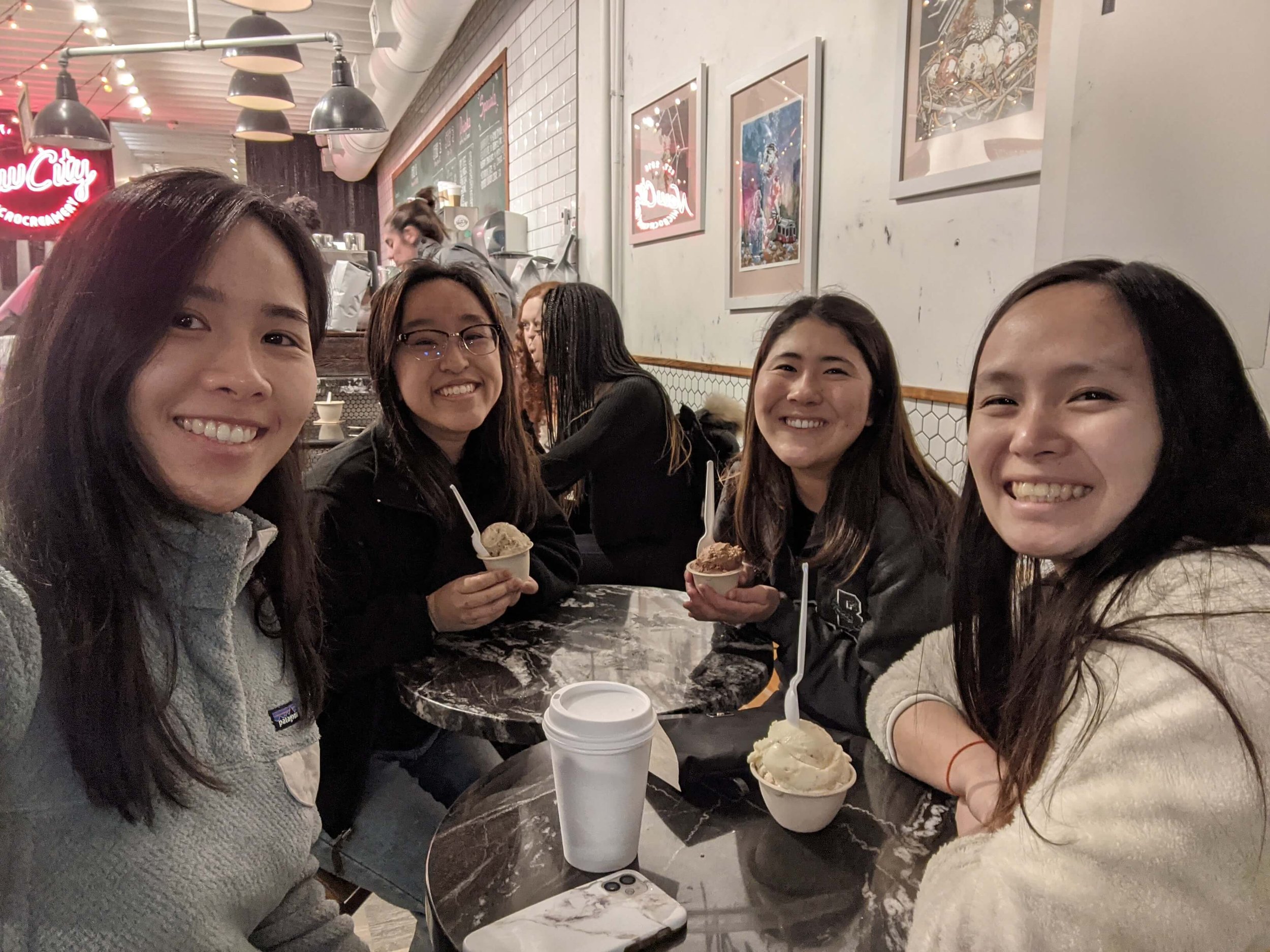 Aurona grabbing boba with her fellow mentors at UC Irvine