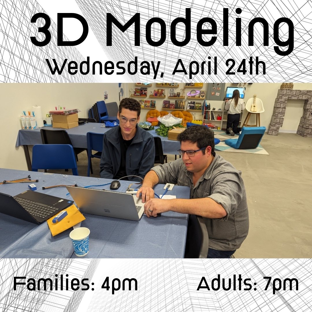 3D Modeling Class

Families 4pm

Adults 7pm

Come join us at Social Medium for a hands-on 3D modeling experience! Our skilled instructors will guide you through the basics of creating stunning 3D models from scratch. Whether you're a beginner or look