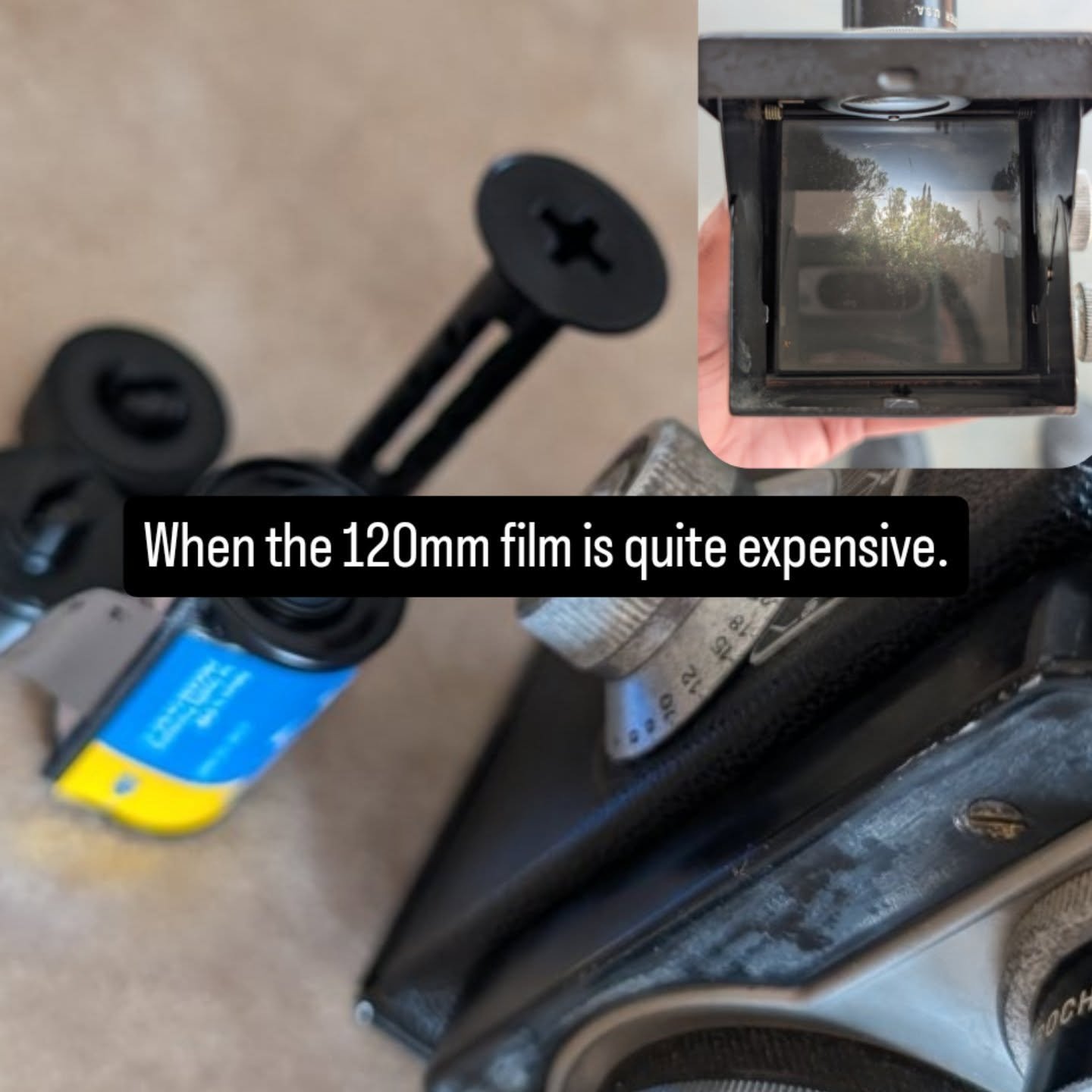 When the 120 film is quite expensive for 8 pictures. We just use 35mm plus adapters. #filmcamera #filmphotography