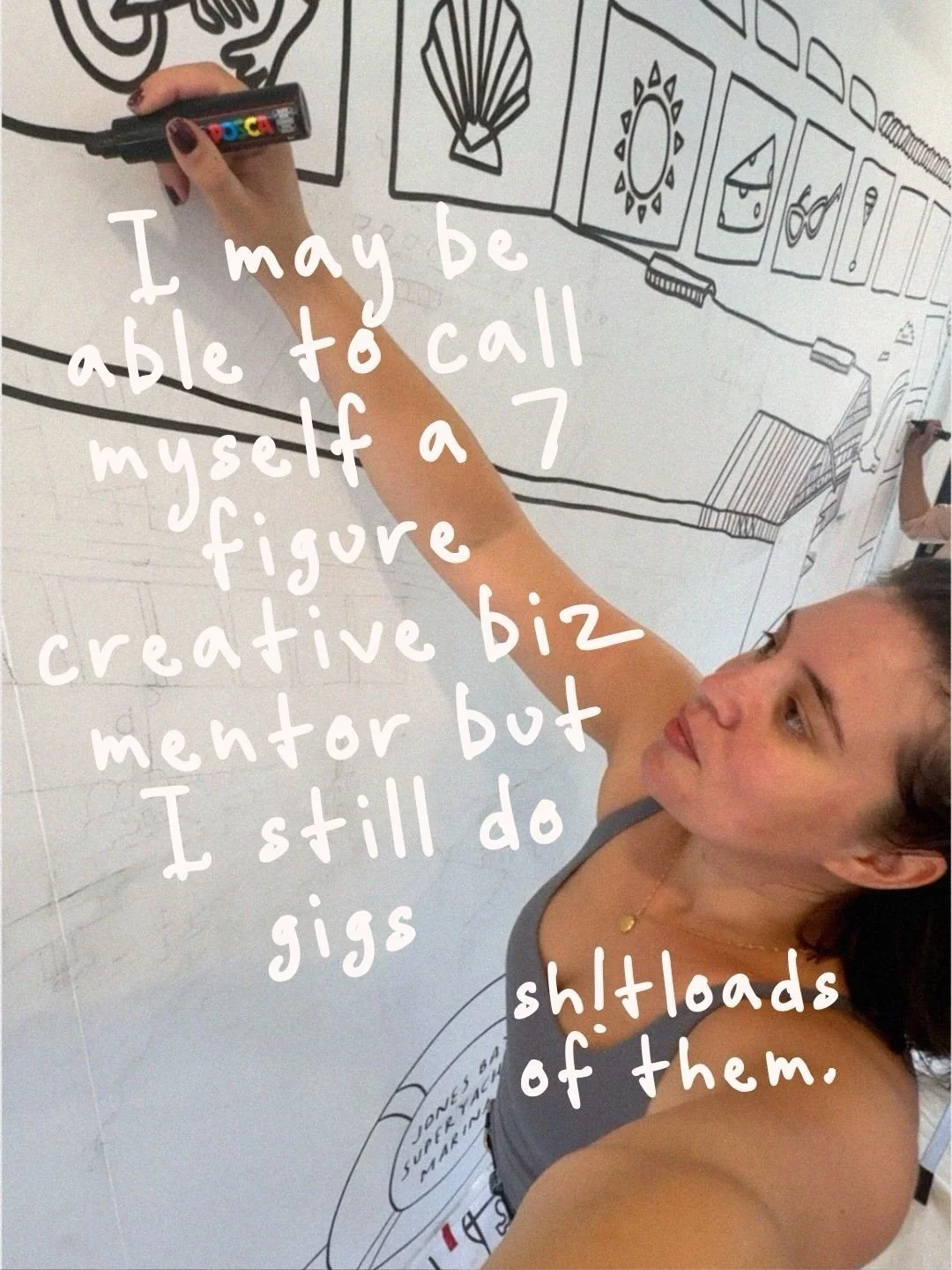 My biz may have brought in 1 million dollars last year &hellip;but I will never be too fancy for a gig.⁣
⁣
If I&rsquo;m lucky, I&rsquo;ll still be saying yes to random, brilliant, slightly chaotic creative jobs when I&rsquo;m 80. (fingers crossed!!) 