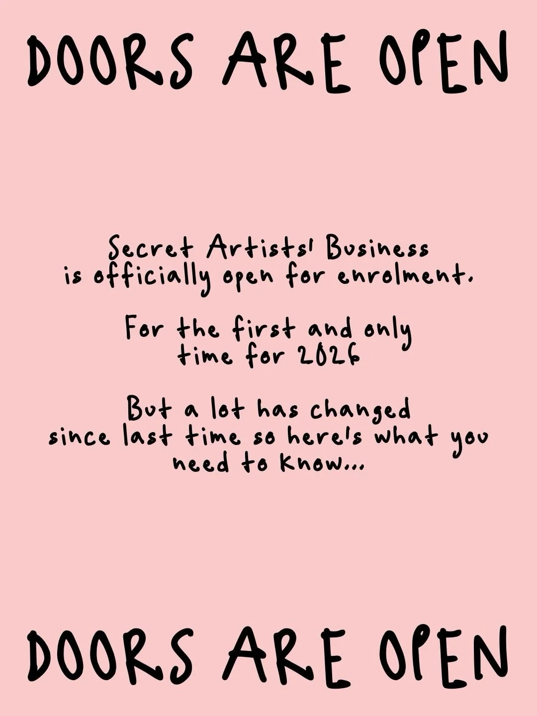 Secret Artists&rsquo; Business is open and changed forever! Slides 6 + 7 with the BIG announcement. Doors close next Monday, term starts next week. See you in class!