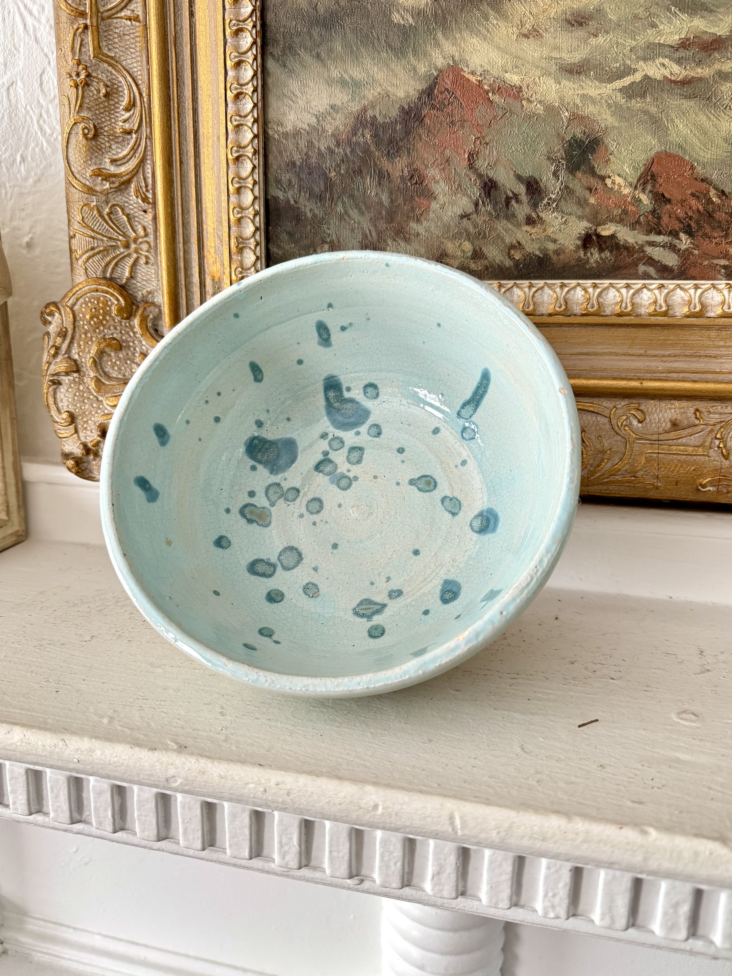 spotted studio pottery bowl