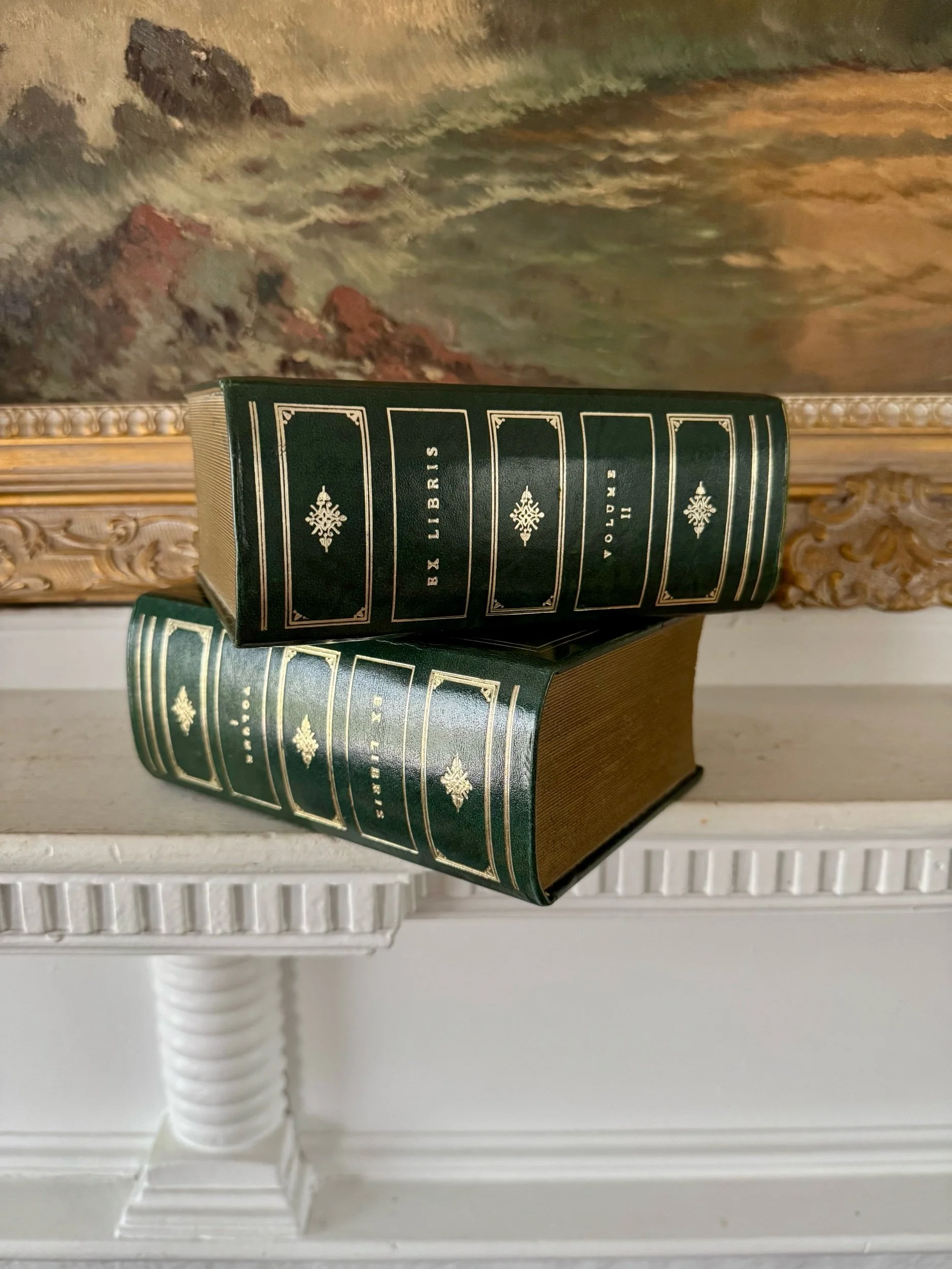 vintage leather-bound book bookends