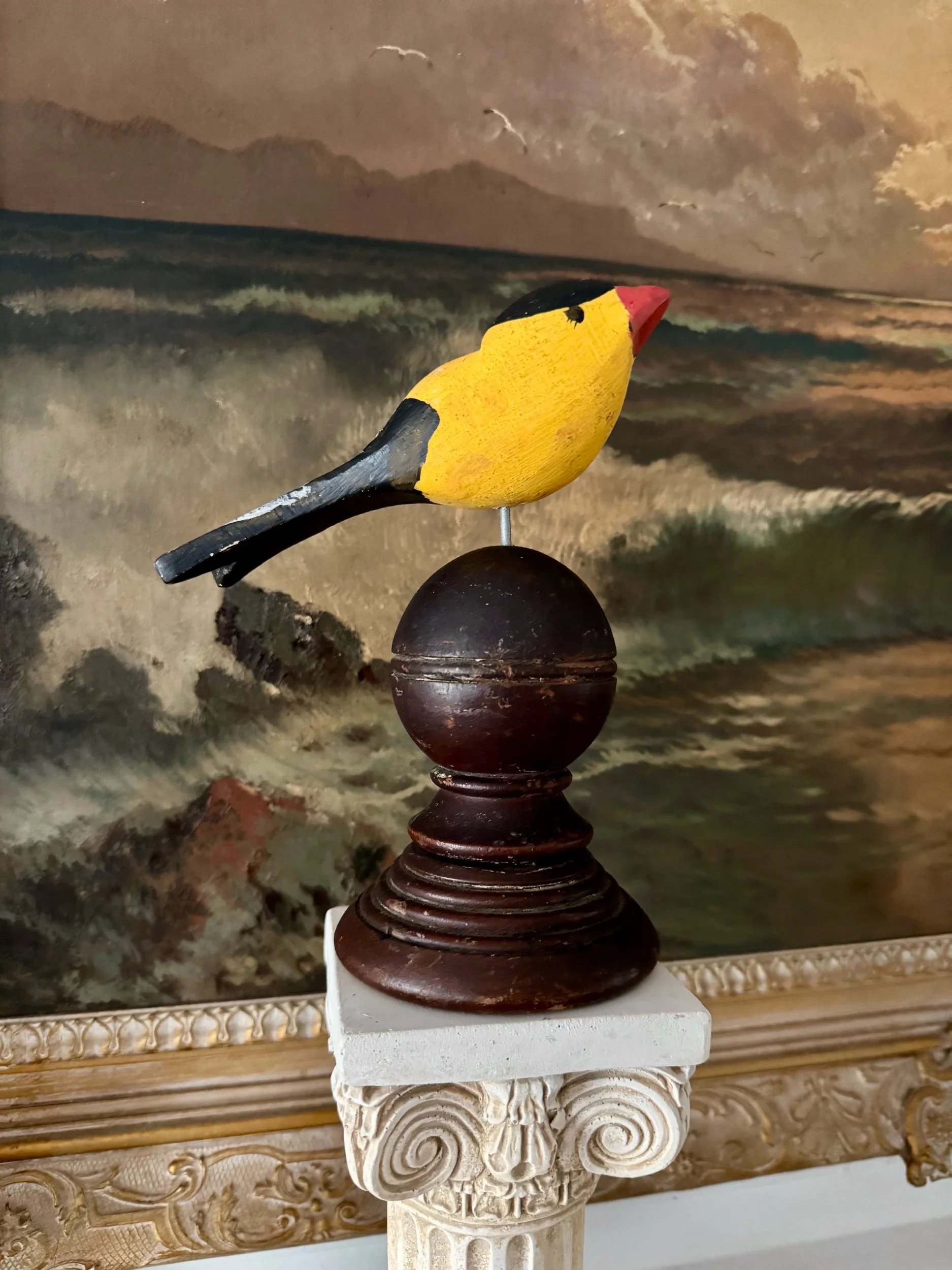 vintage folk art carved wood bird