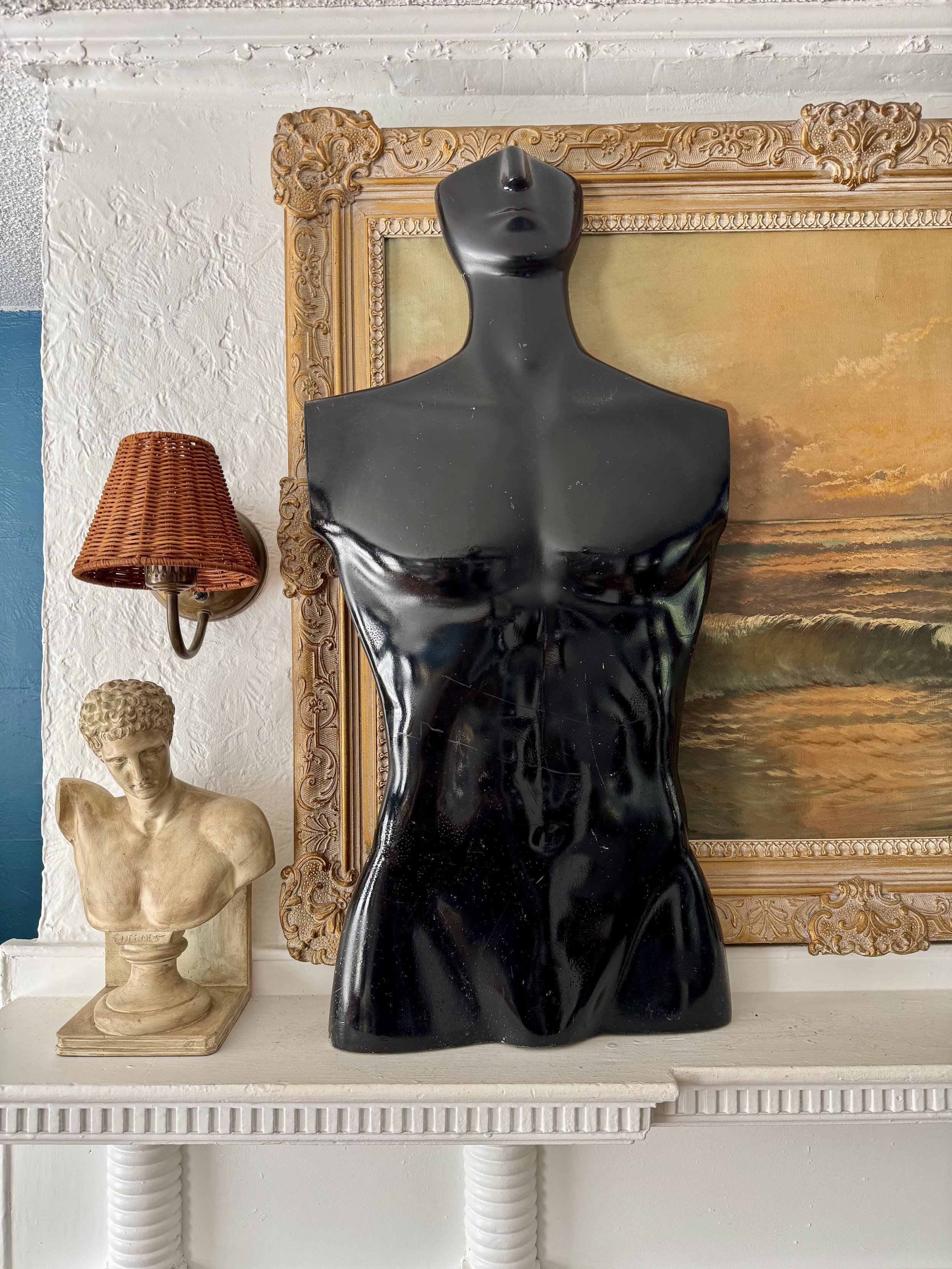 1980s polycarbonate mannequin torso, glossy