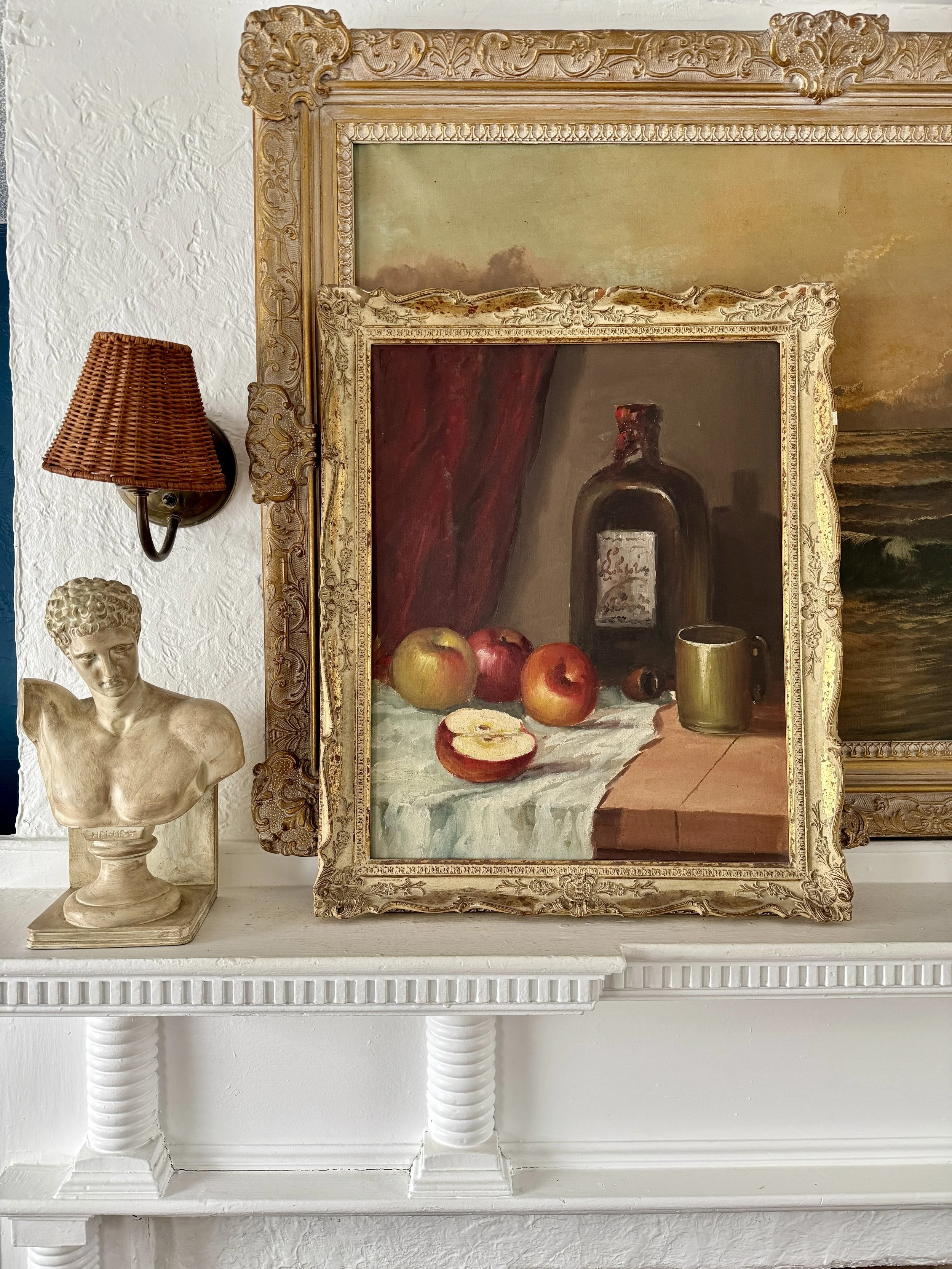 vintage apple still life oil painting
