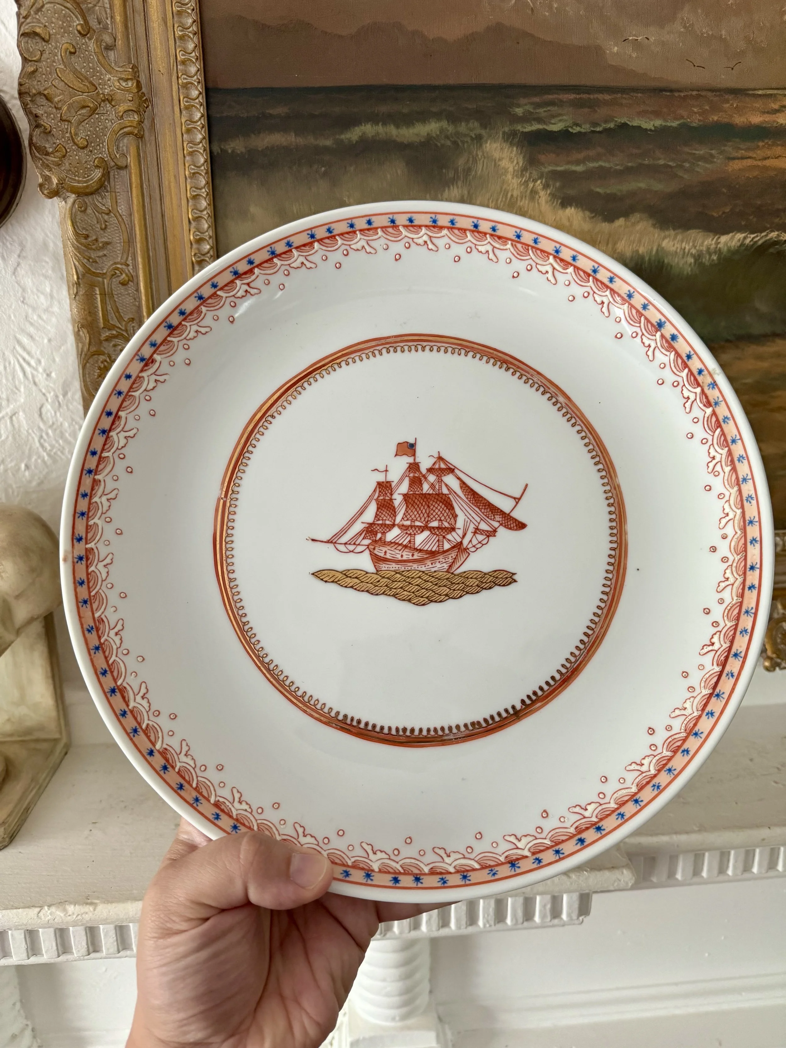 mid-century spode trade winds clipper plate