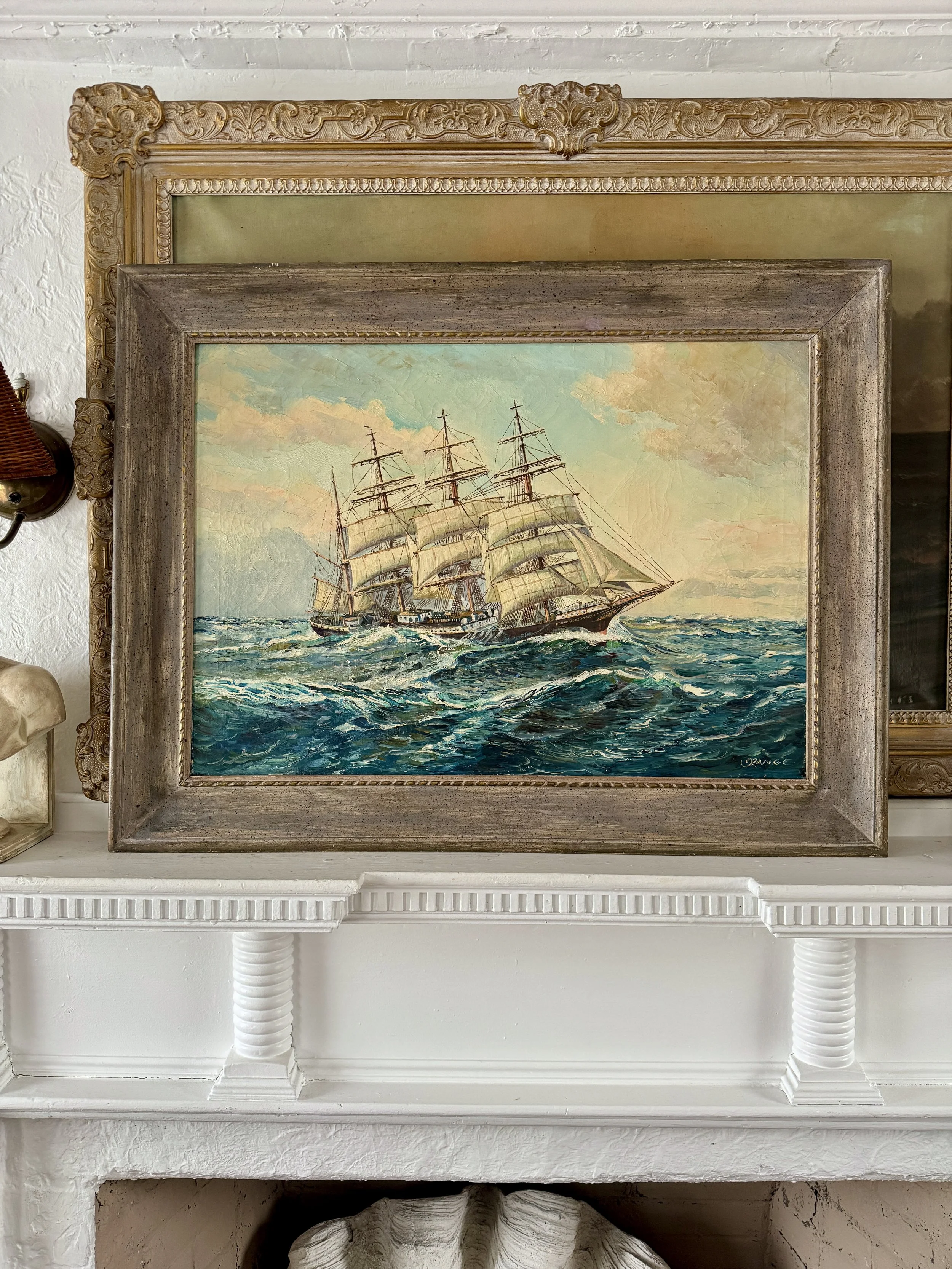 early 20th century clipper ship painting by range