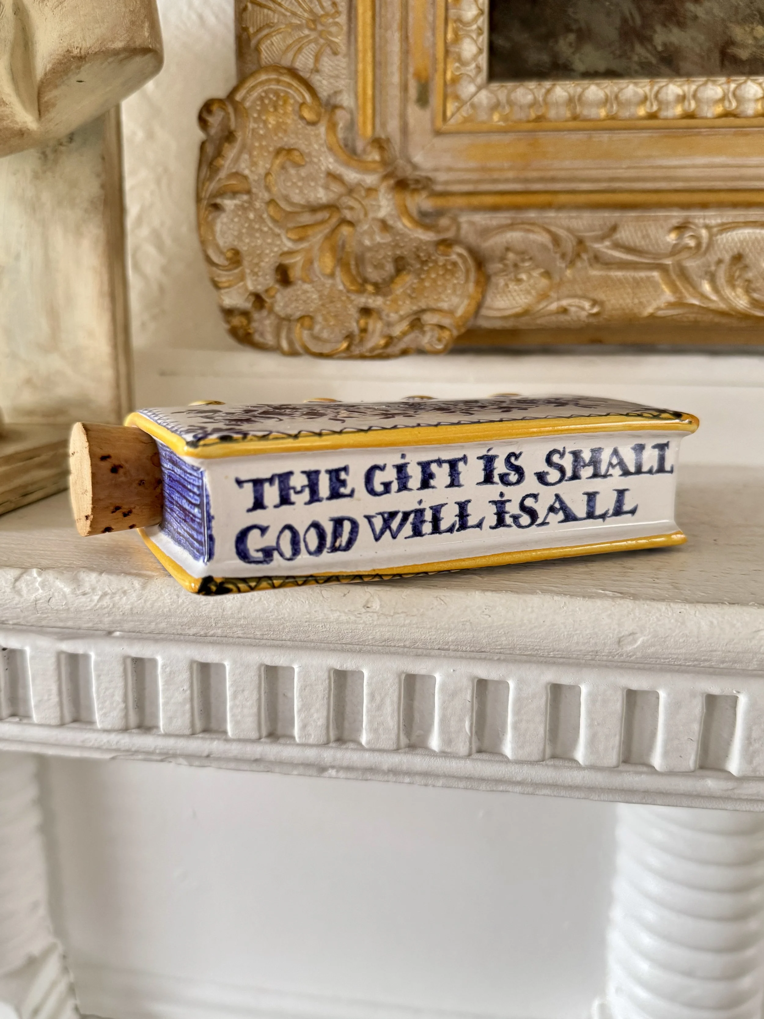 vintage ceramic book flask, met museum repro