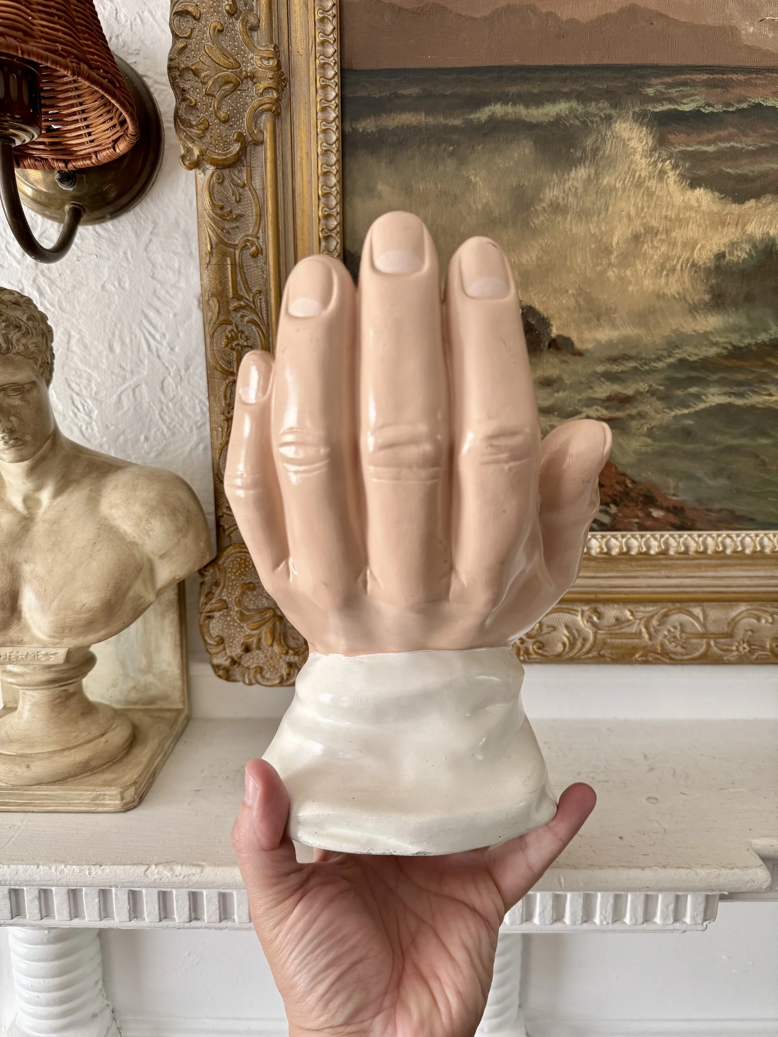 oversized ceramic hand, vintage