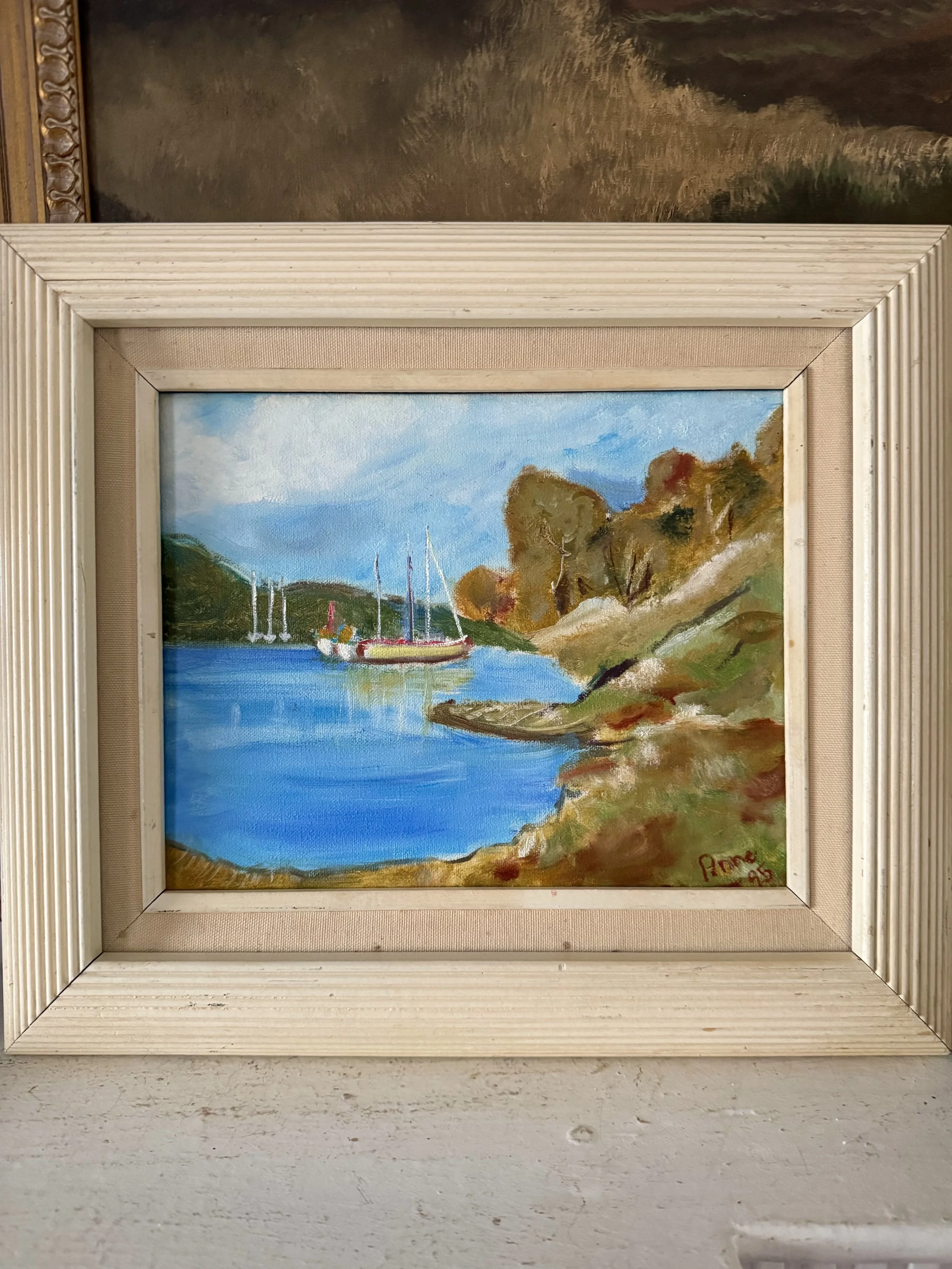 1995 coastal painting, signed anne
