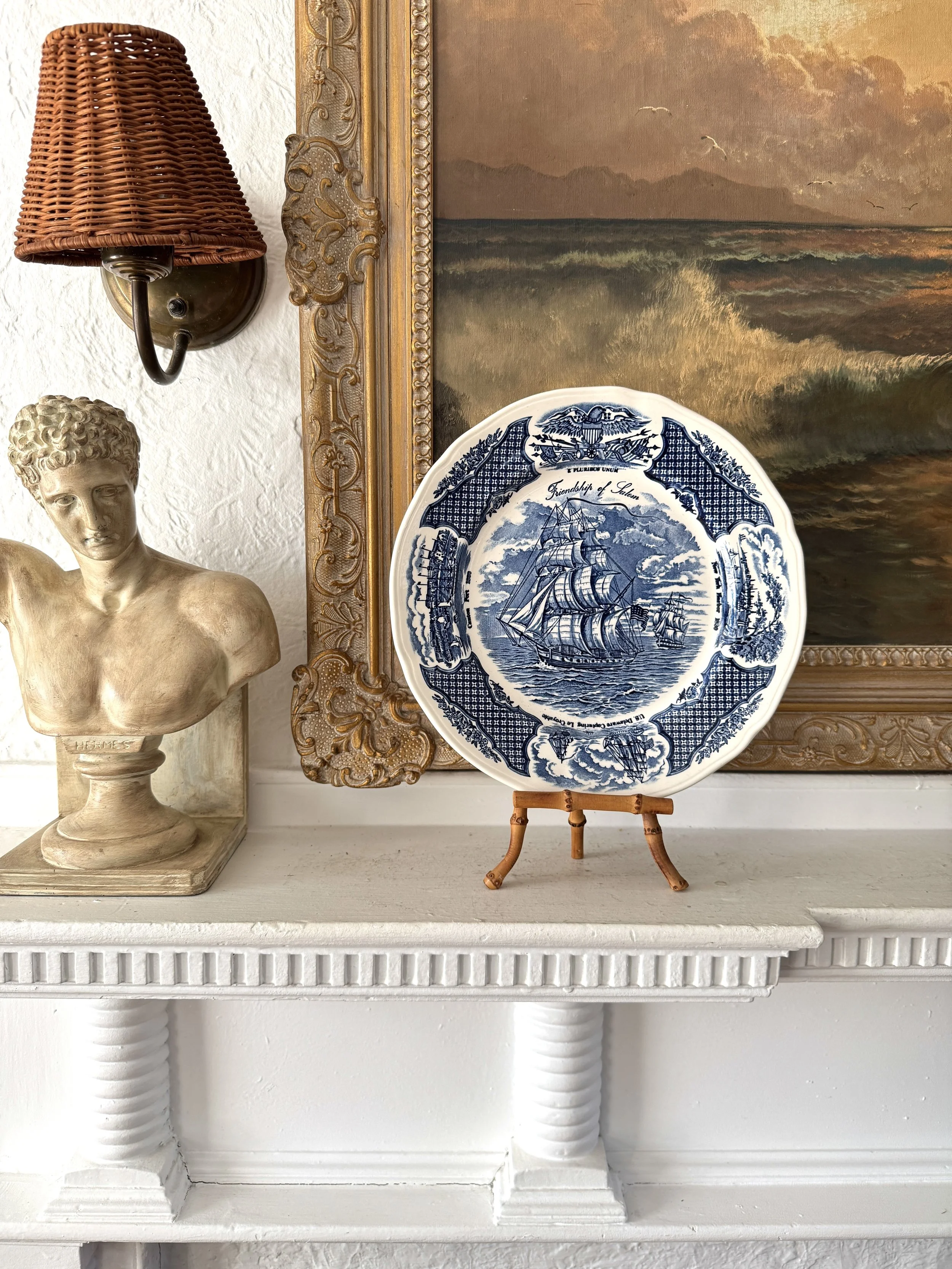 vintage "friendship of salem" ship plate, two available