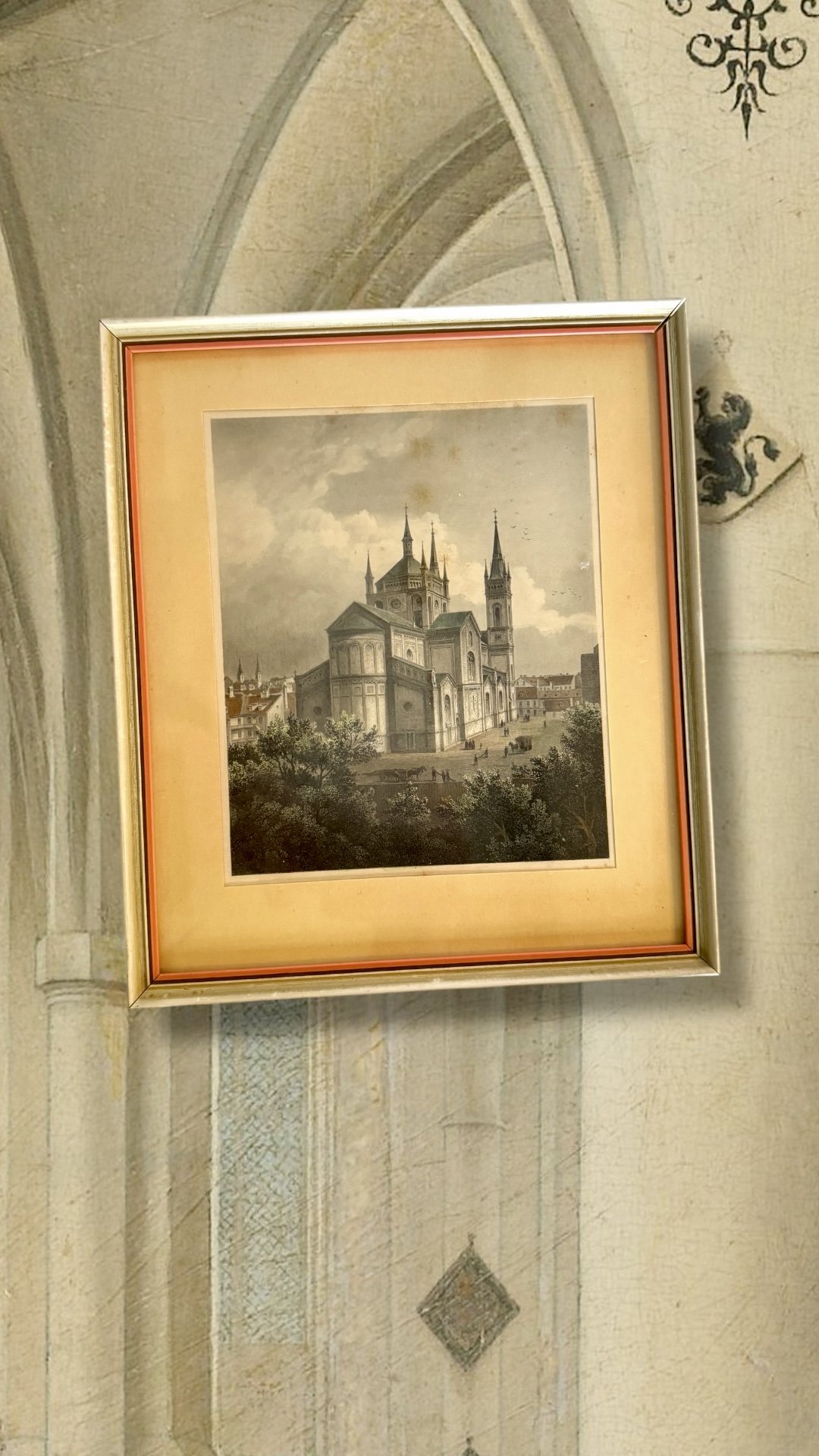 antique alterchenfeld church lithograph