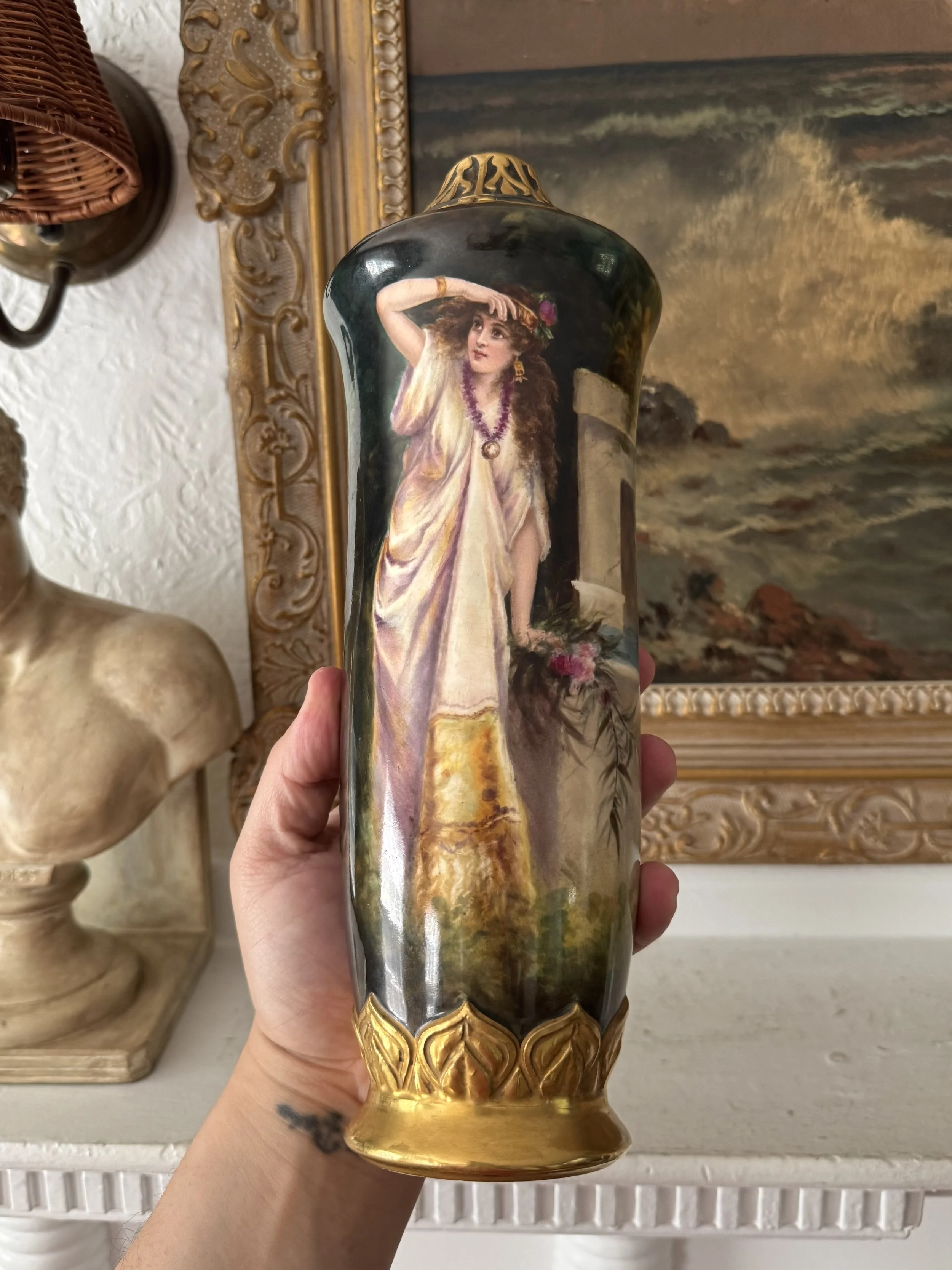 rare antique german royal bonn portrait vase