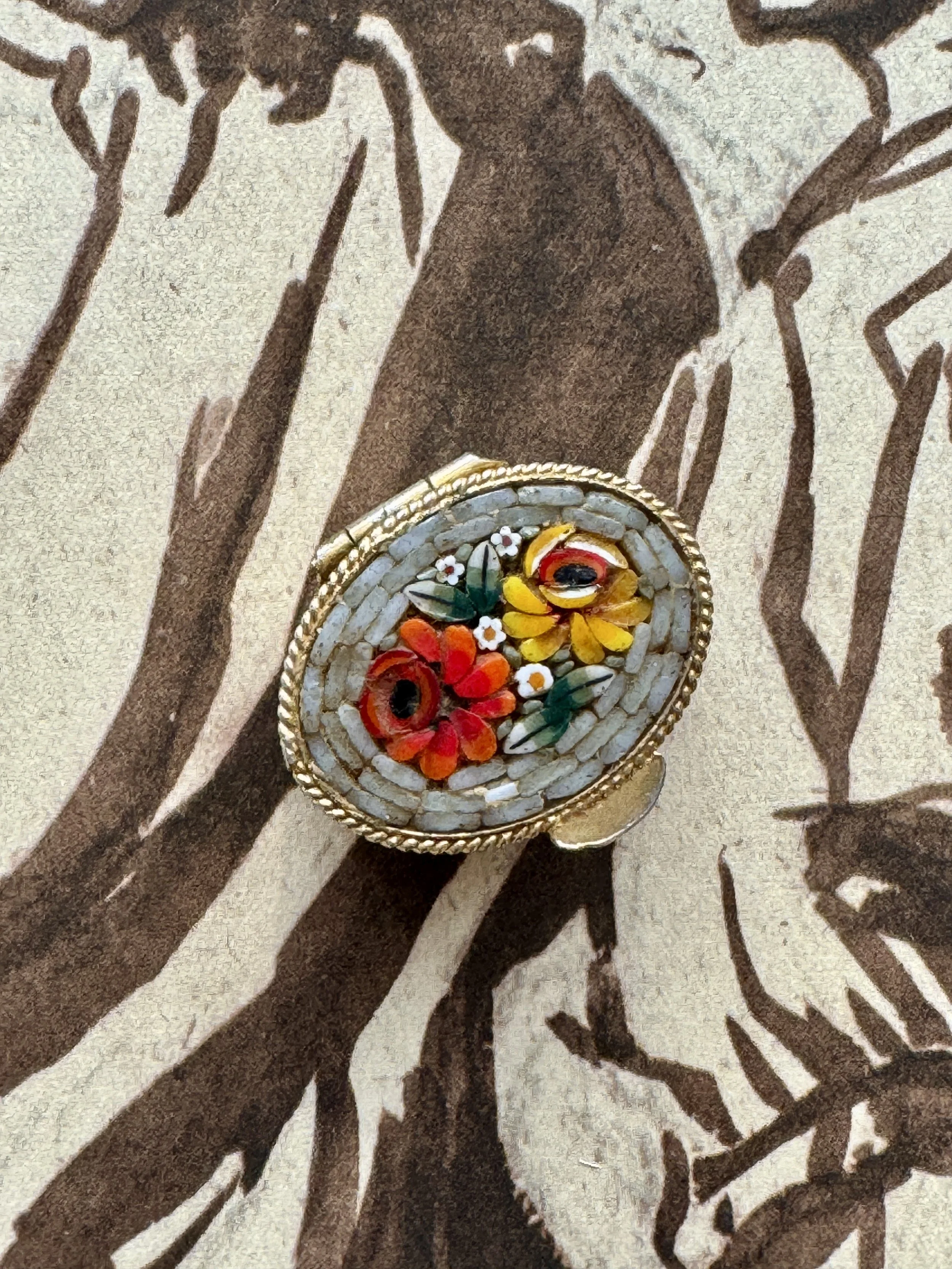 micro-mosaic pill box, vintage