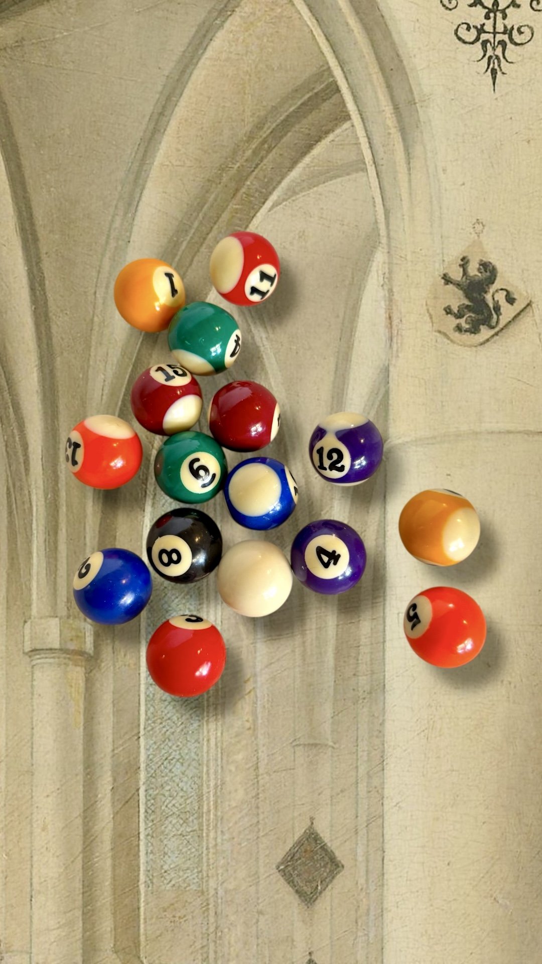mini pool balls in original box, vintage