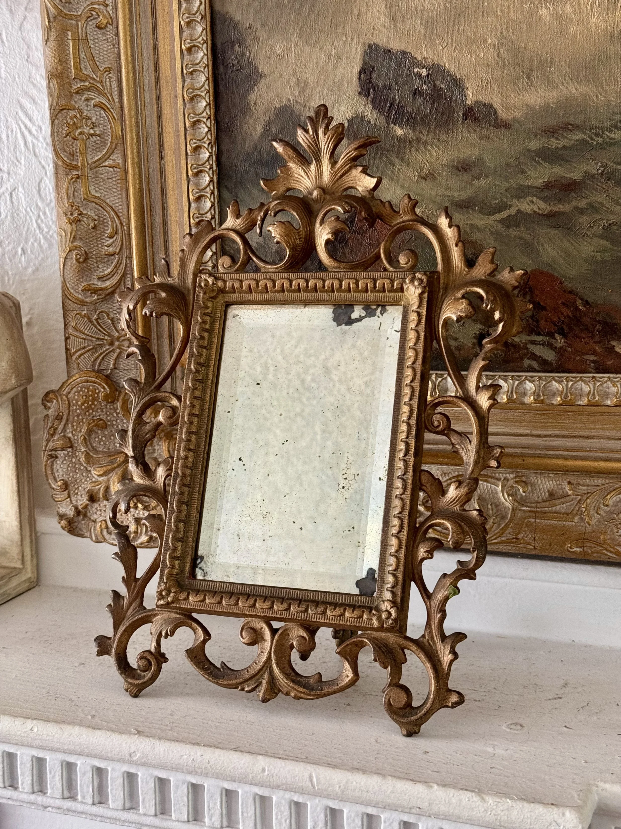 antique victorian rococo style beveled mirror
