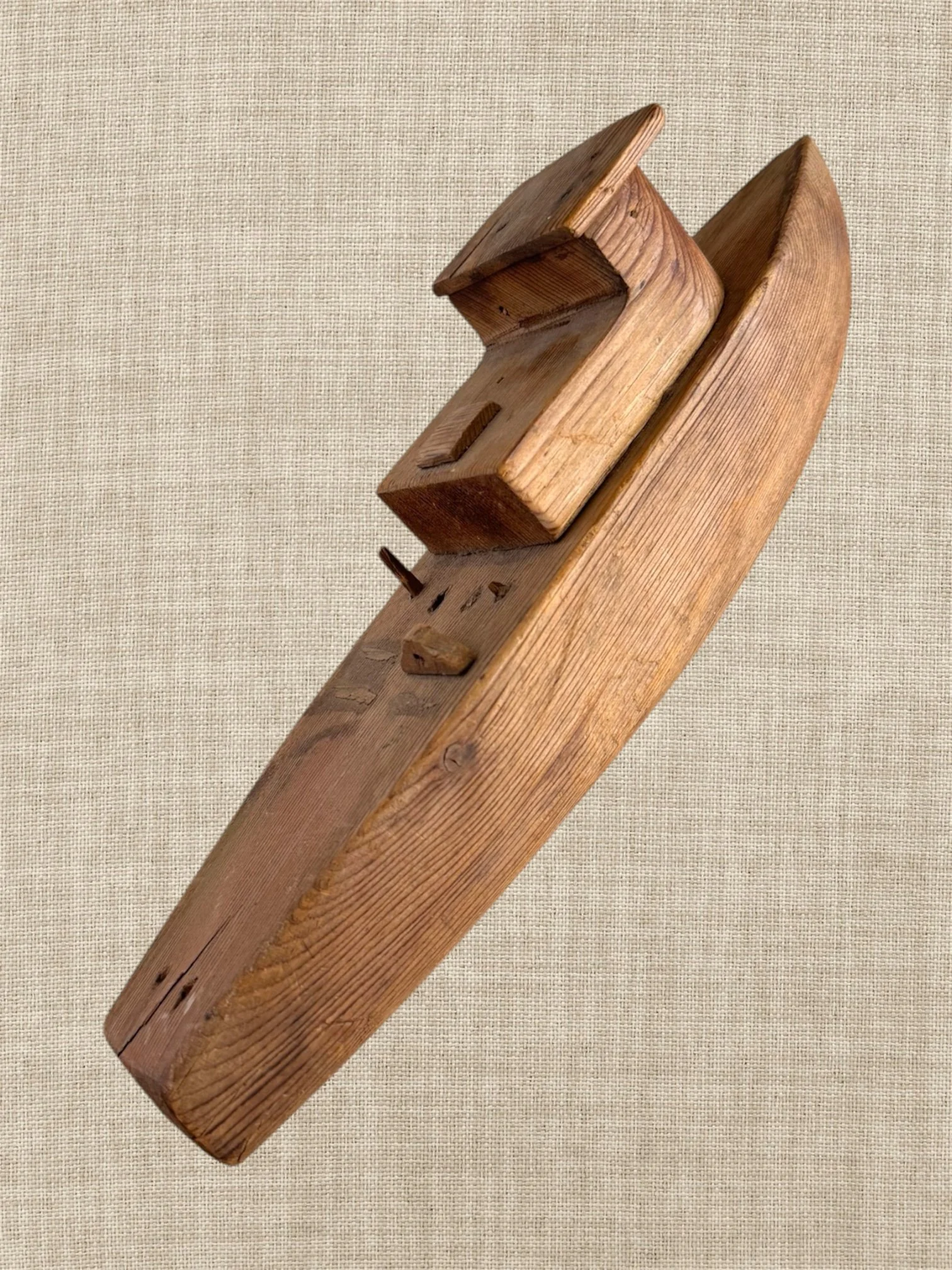 13” primitive folk art wooden boat
