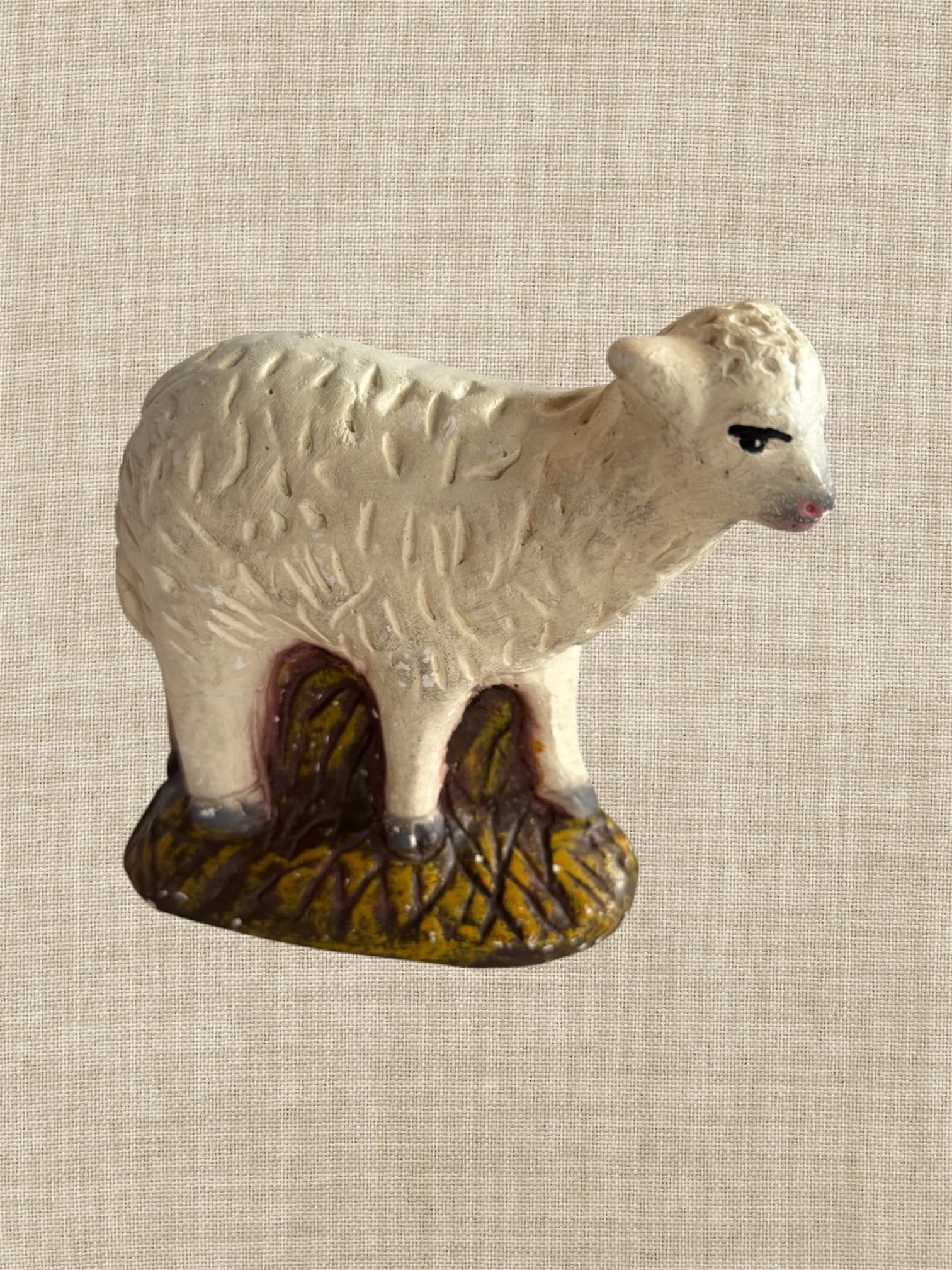 chalkware sheep figurine, vintage