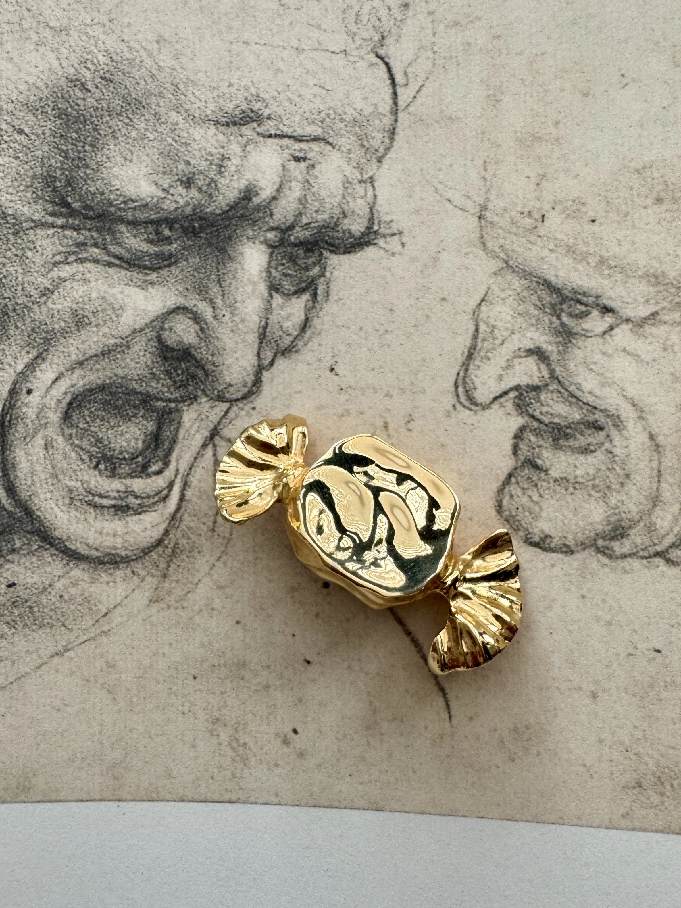 gold-tone candy brooch, vintage