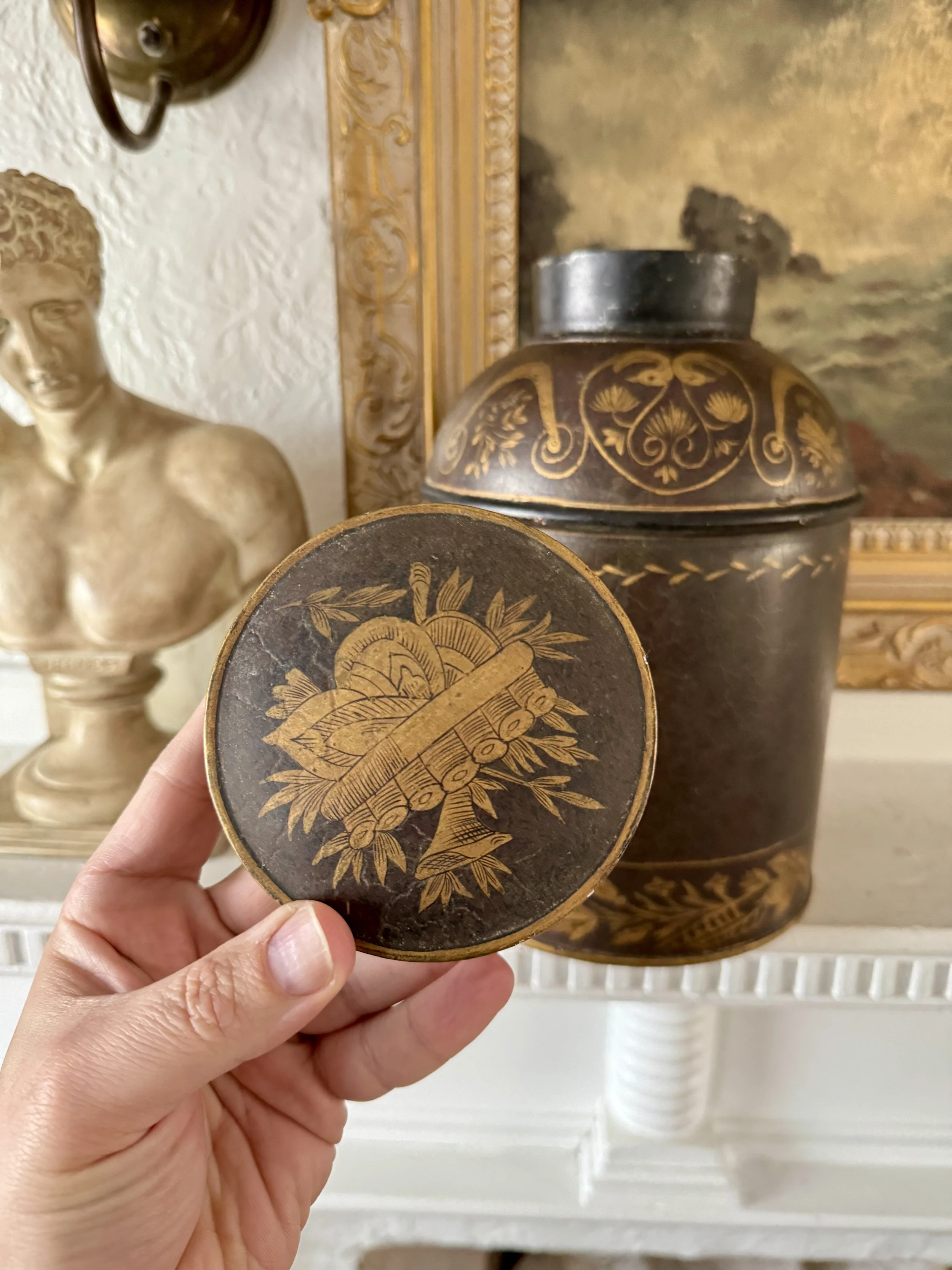 vintage tole tea caddy