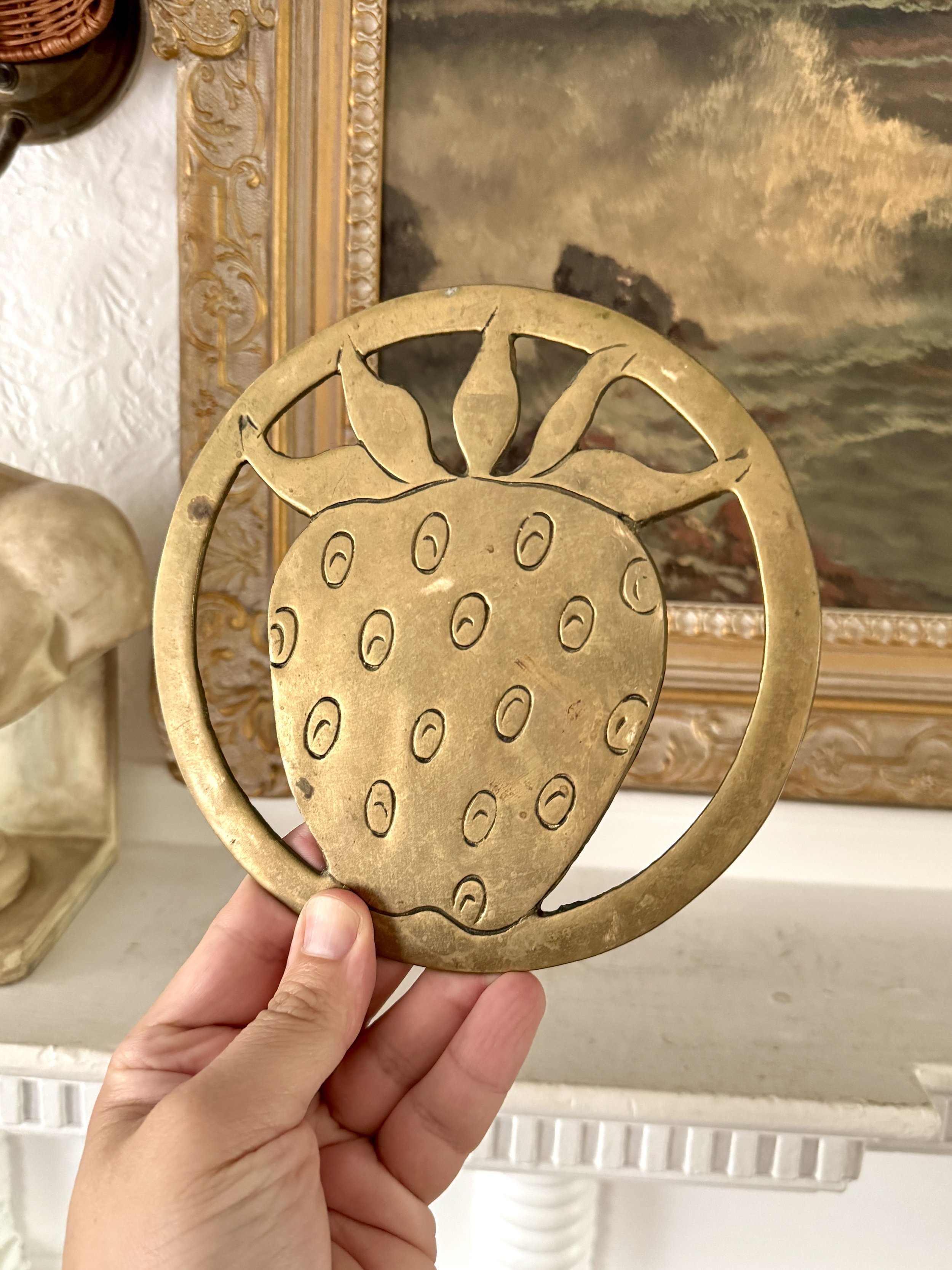 1984 brass strawberry trivet