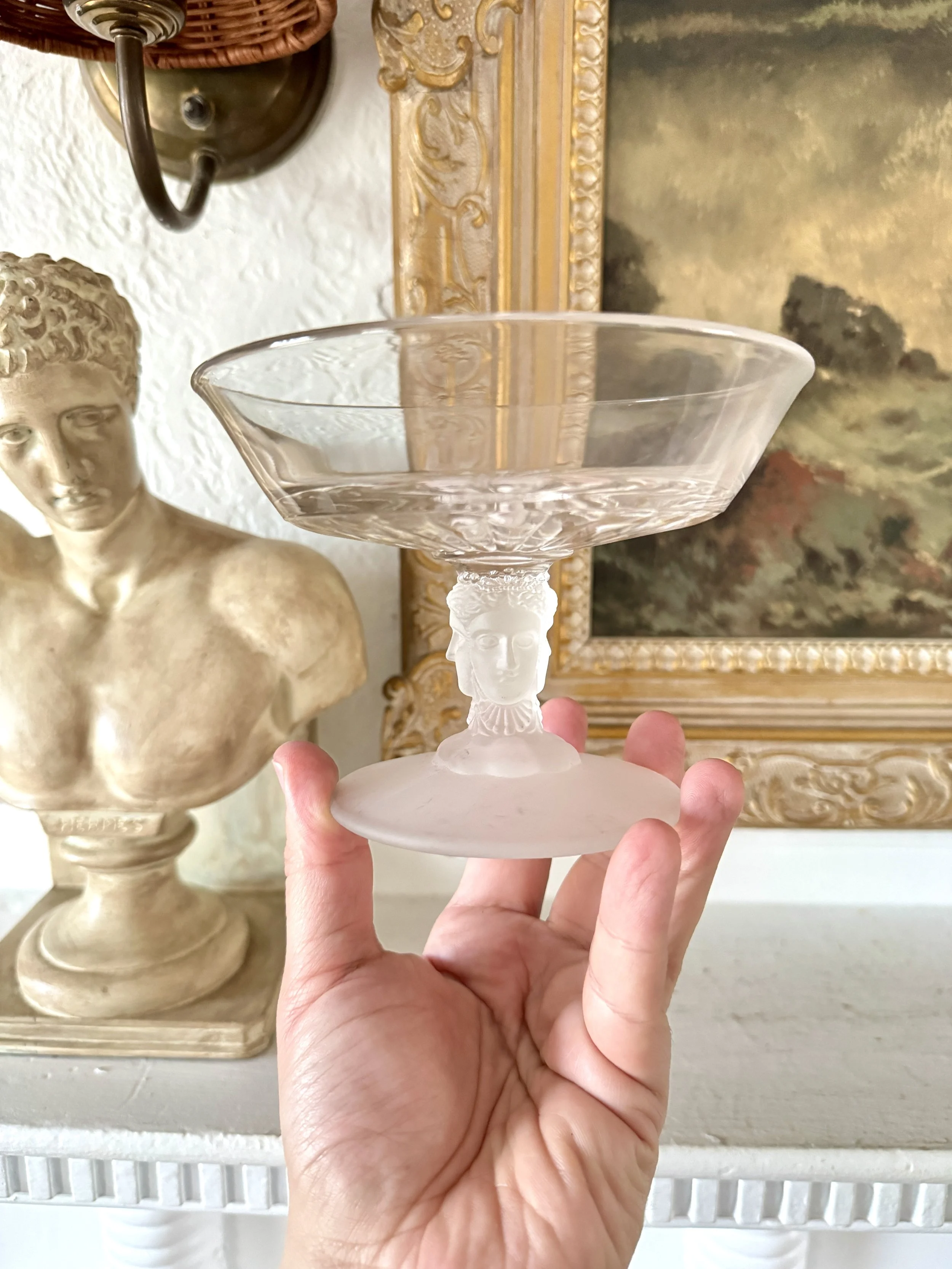 john ernest miller three-face compote, vintage