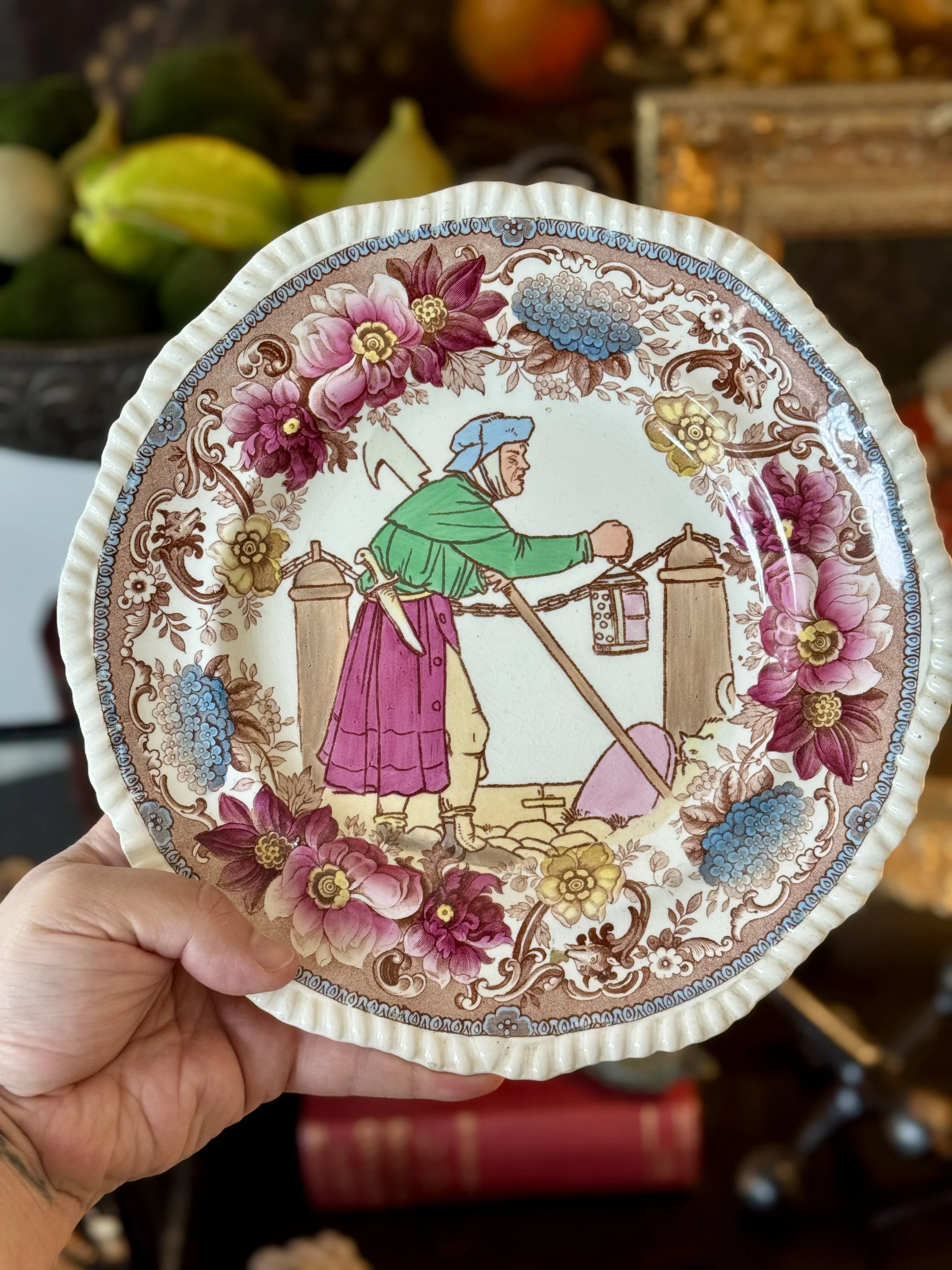 rare late 19th century night watchman plate by w.t. copeland & sons