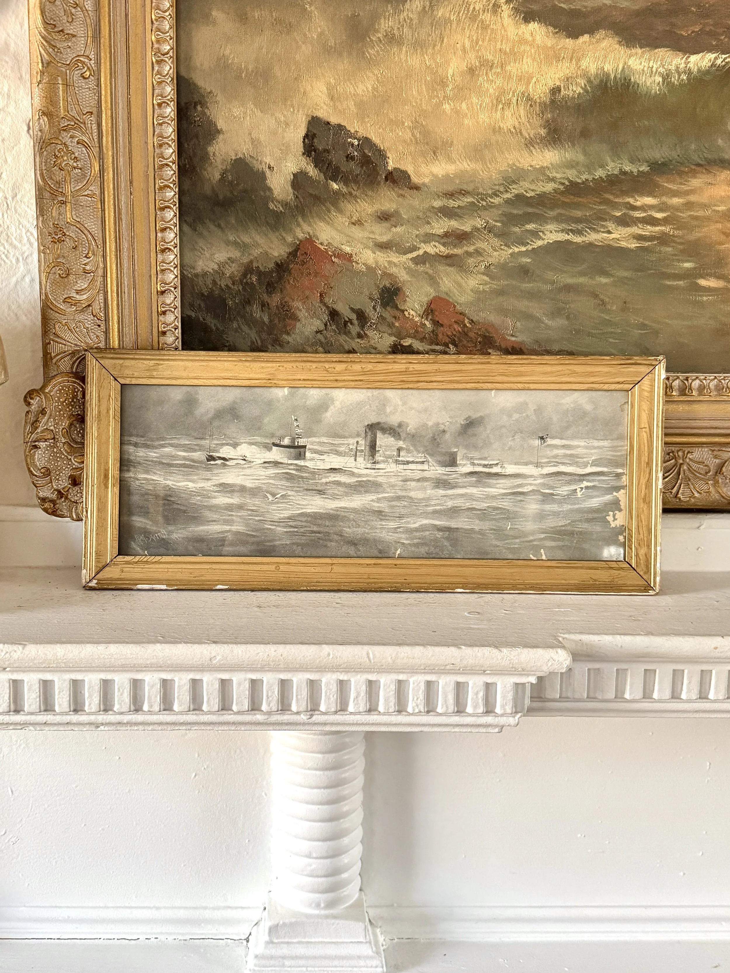 antique uss onondaga union navy monitor print