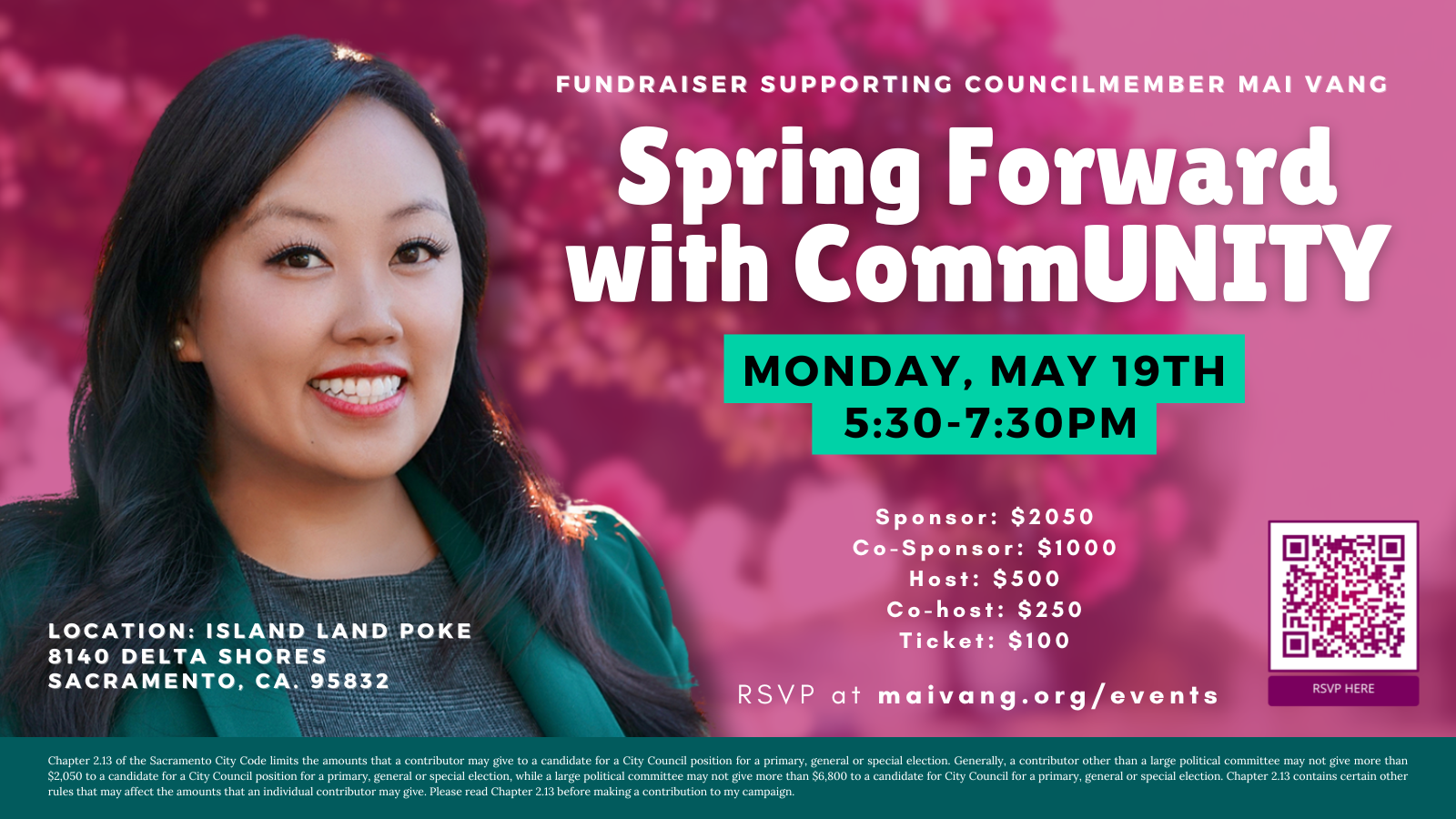 Spring Forward with CommUNITY to support Mai Vang for Sacramento City Council