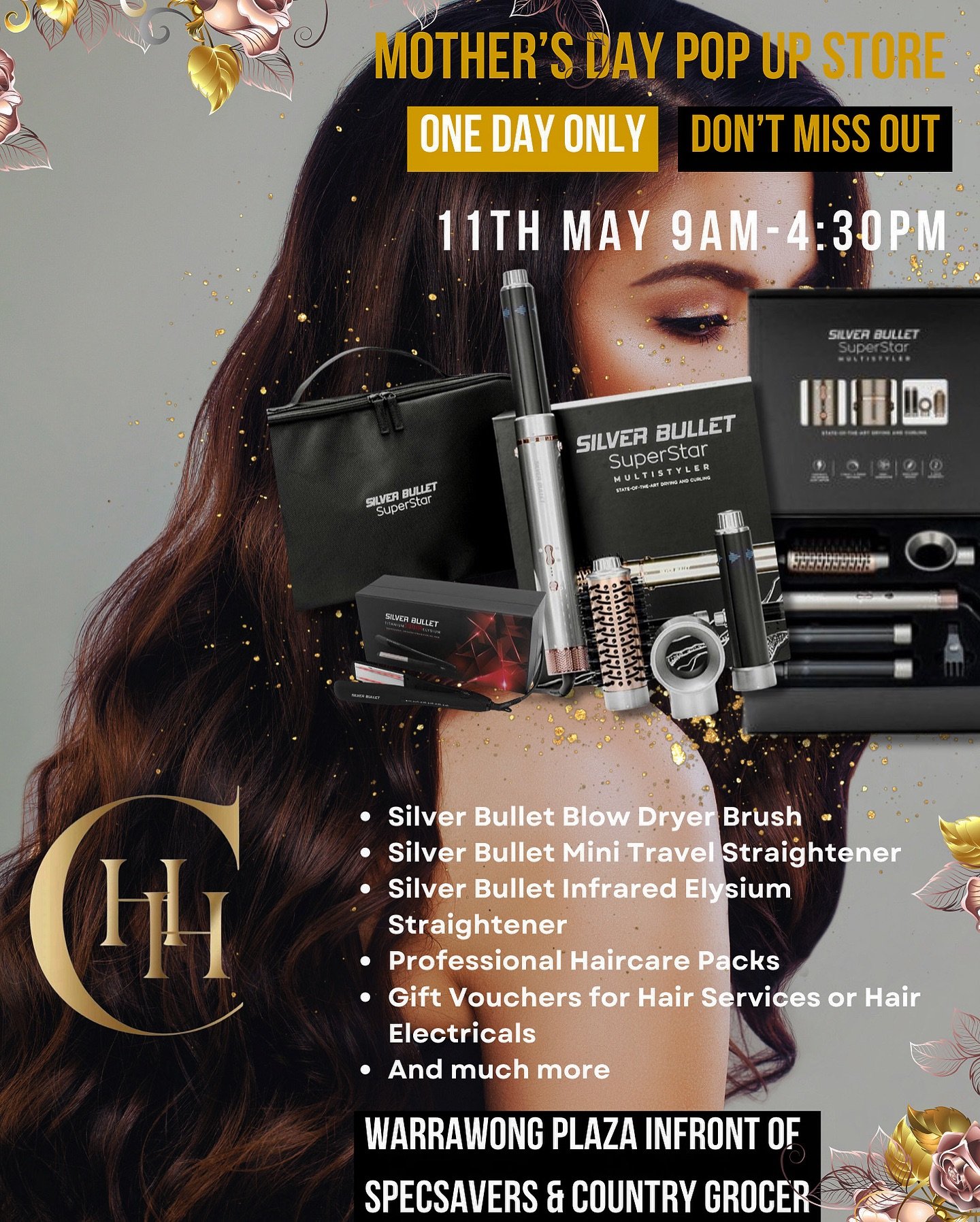 14 days away until our Mother&rsquo;s Day pop up shop! 
Come down and spoil yourself or mum with our one day only pop up shop selling all things hair electrical &amp; professional haircare product packs at such affordable prices! 😍