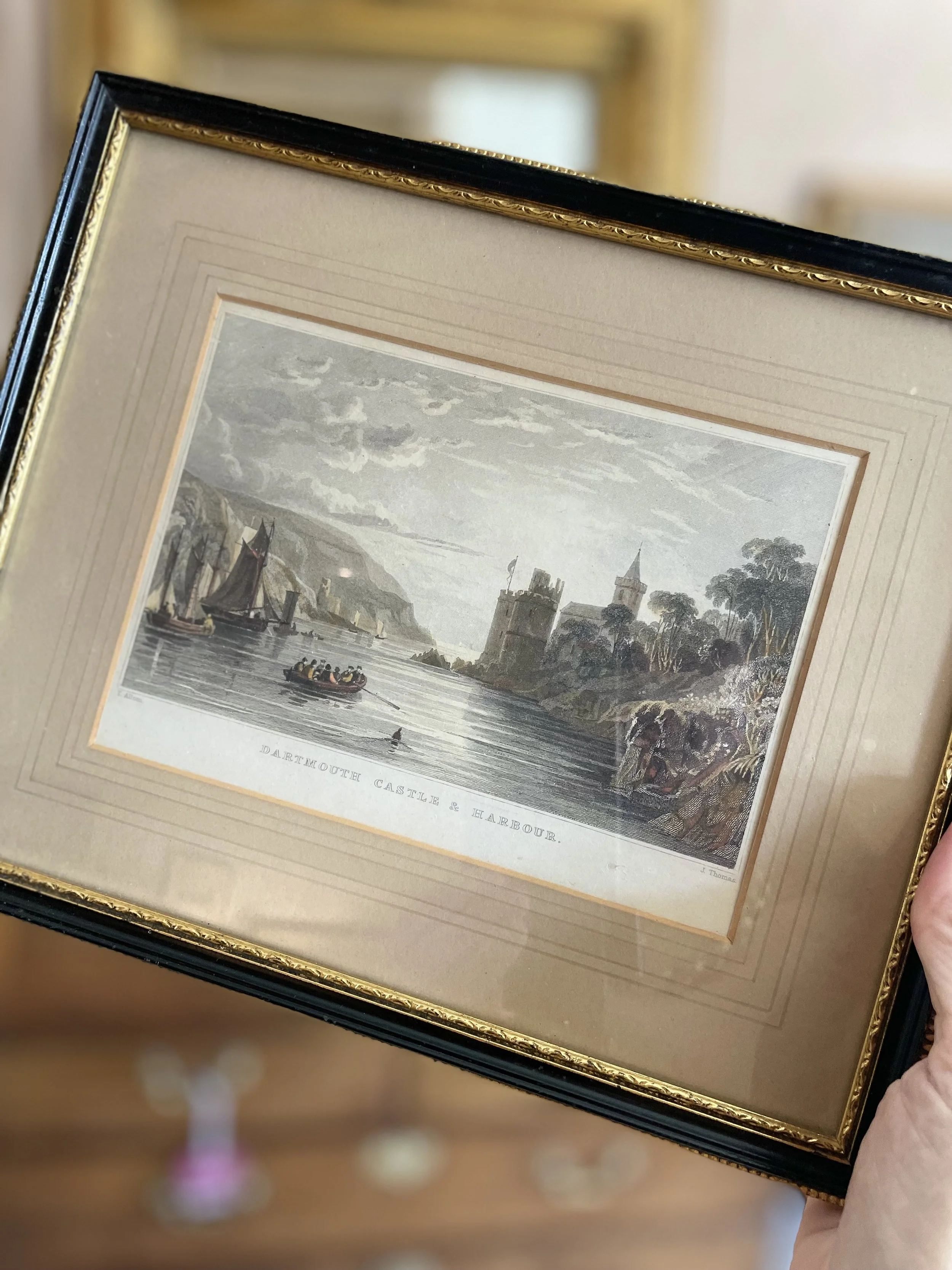 HAND COLORED ENGRAVING, DARTMOUTH CASTLE & HARBOUR