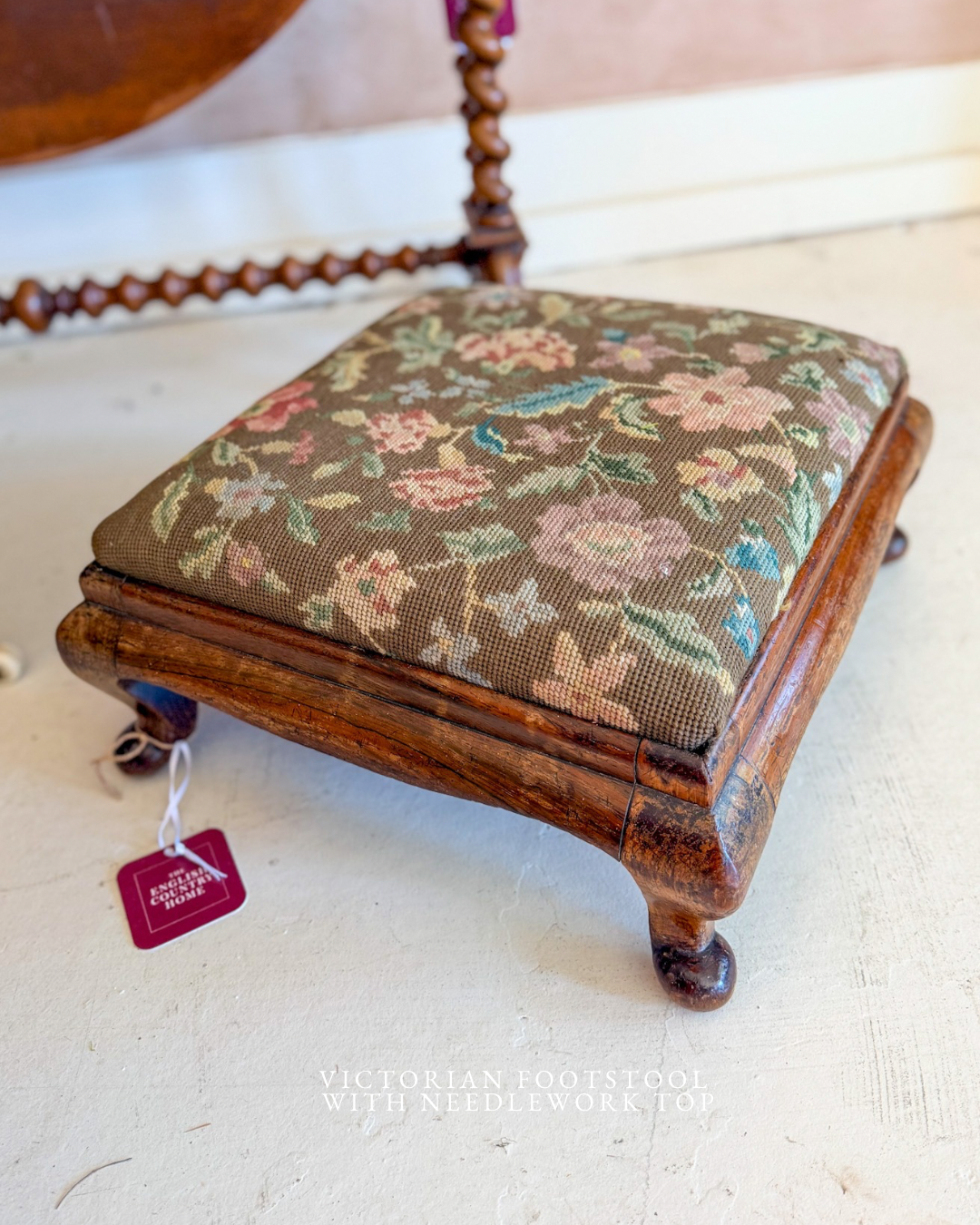 VICTORIAN NEEDLEPOINT FOOTSTOOL