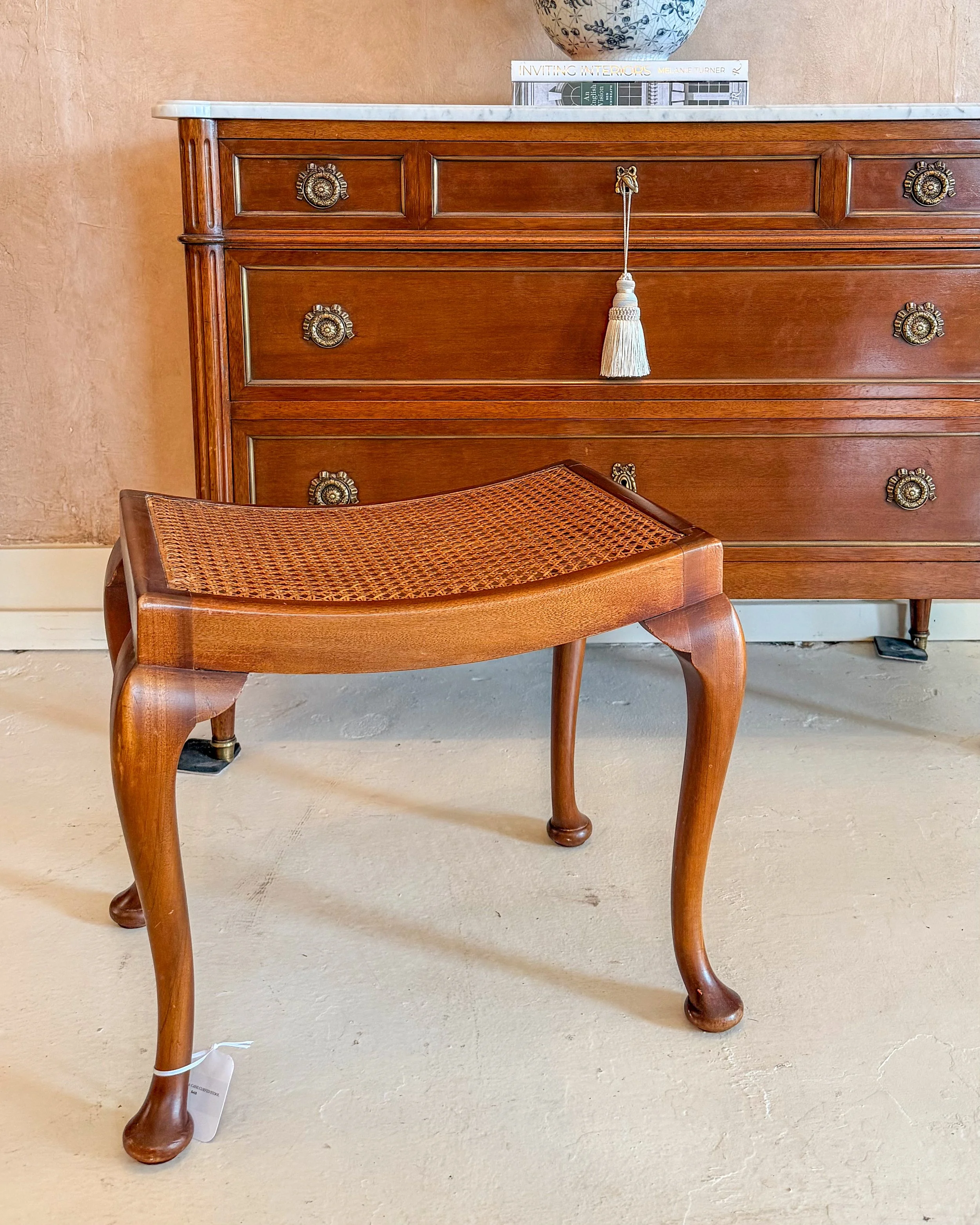 CURVED CANE STOOL