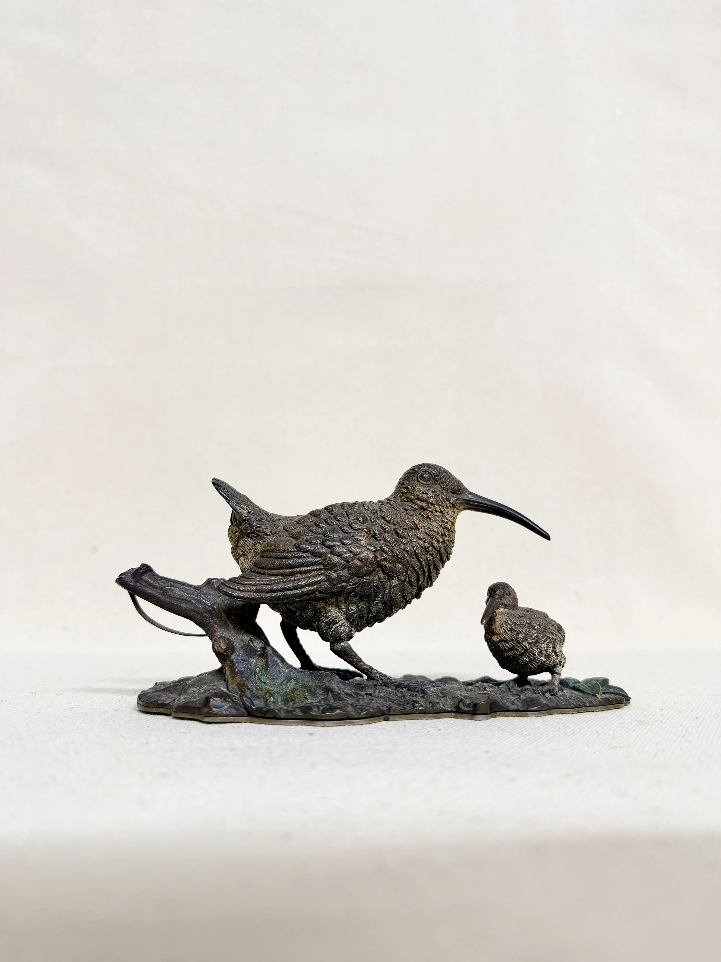 COLD PAINTED BRONZE WOODCOCK & CHICK