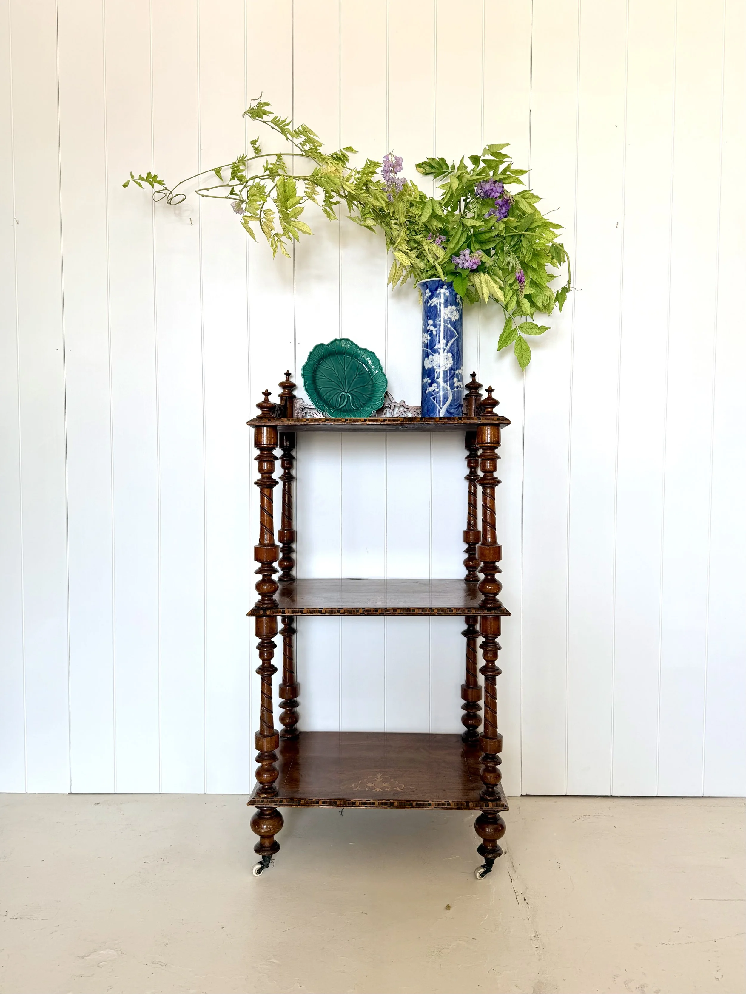 VICTORIAN INLAID WALNUT WHATNOT
