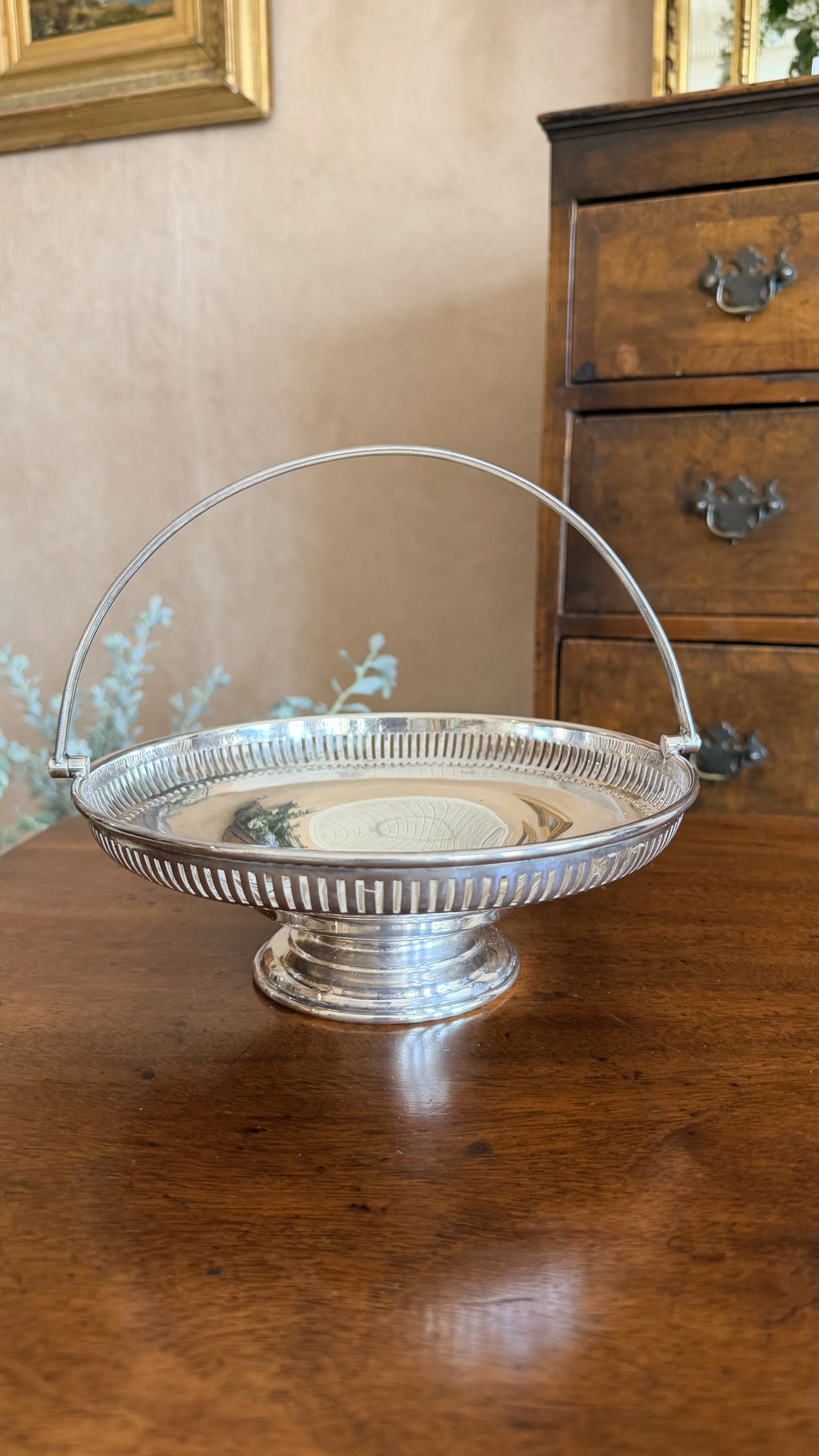 SILVER PLATE HANDLED BASKET