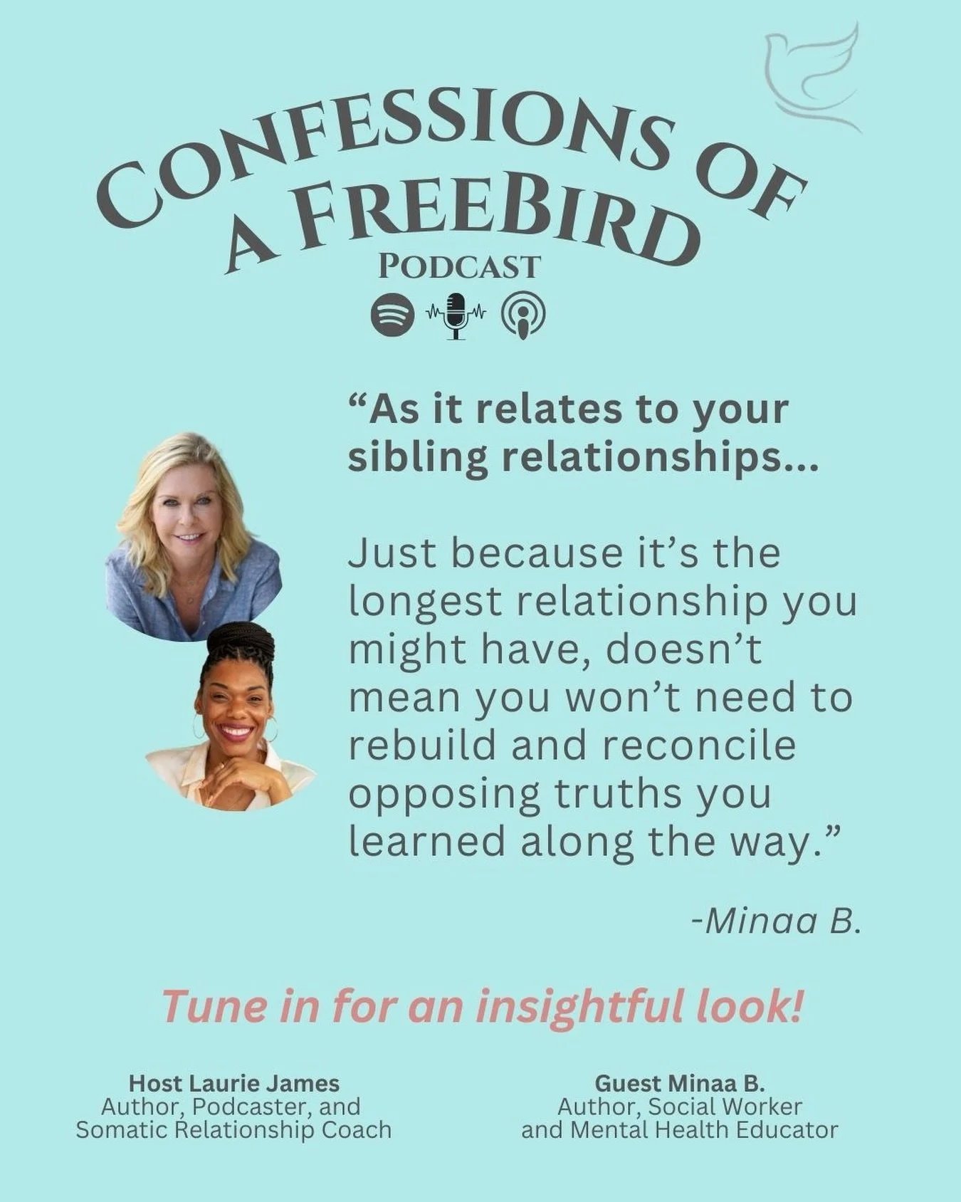 The longest relationship of your life doesn&rsquo;t have to stay the most complicated one.

@minaa_b joined me on Confessions of a Freebird and dropped this truth about sibling relationships &mdash; and how healing them often means revisiting the sto