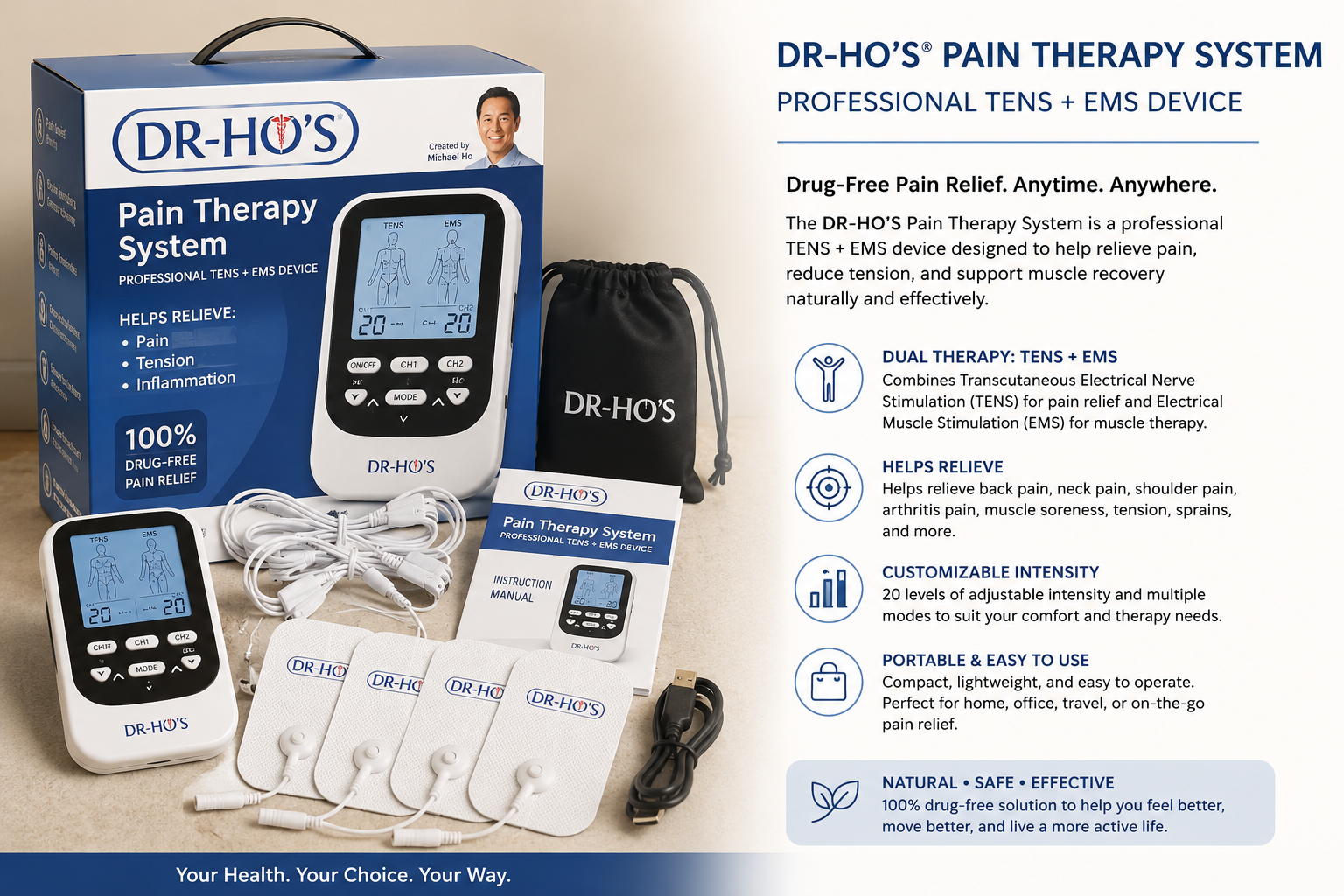 DR-HO'S Pain Therapy System (TENS + EMS Device)